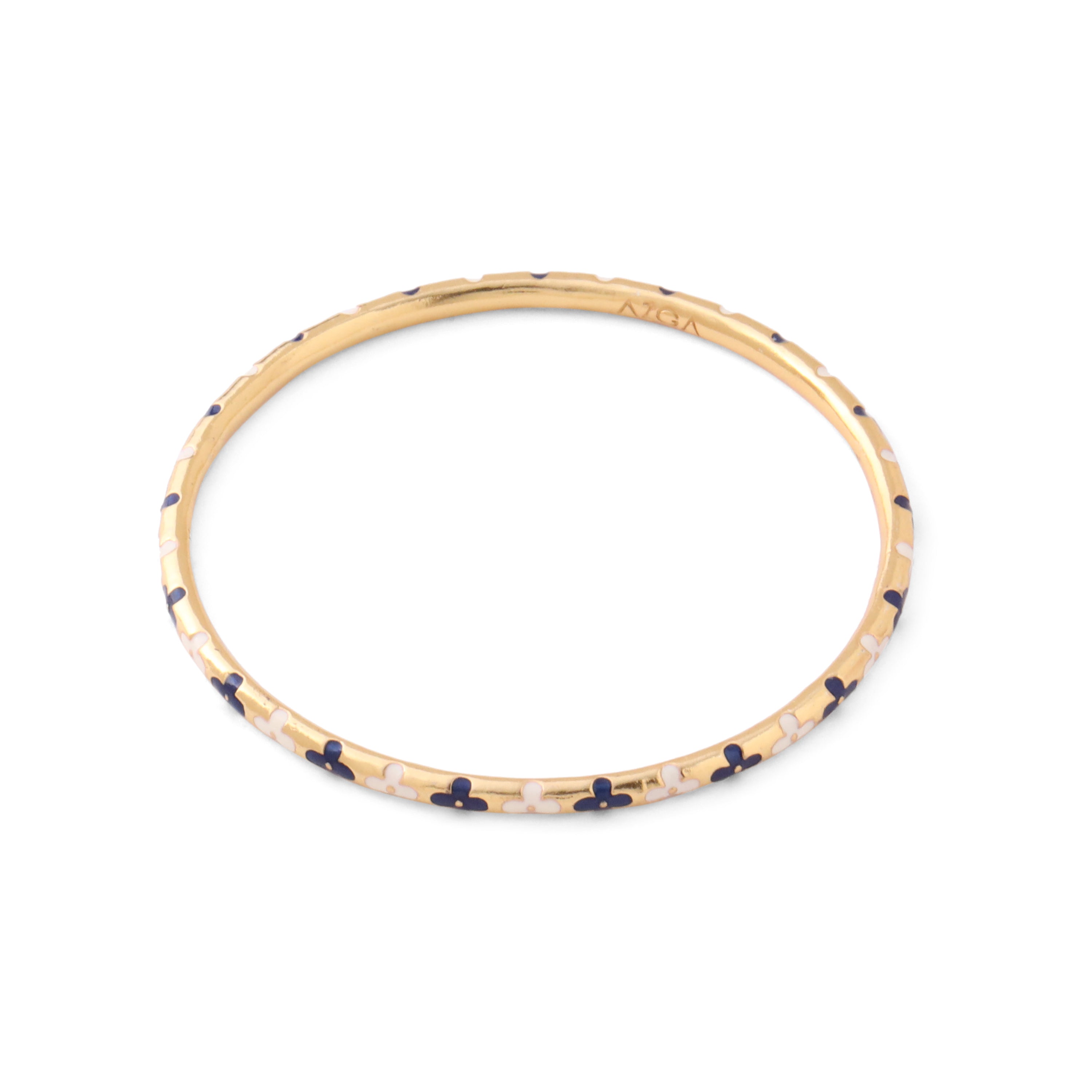 Bagh Enamel Bangle - Blue and Ivory