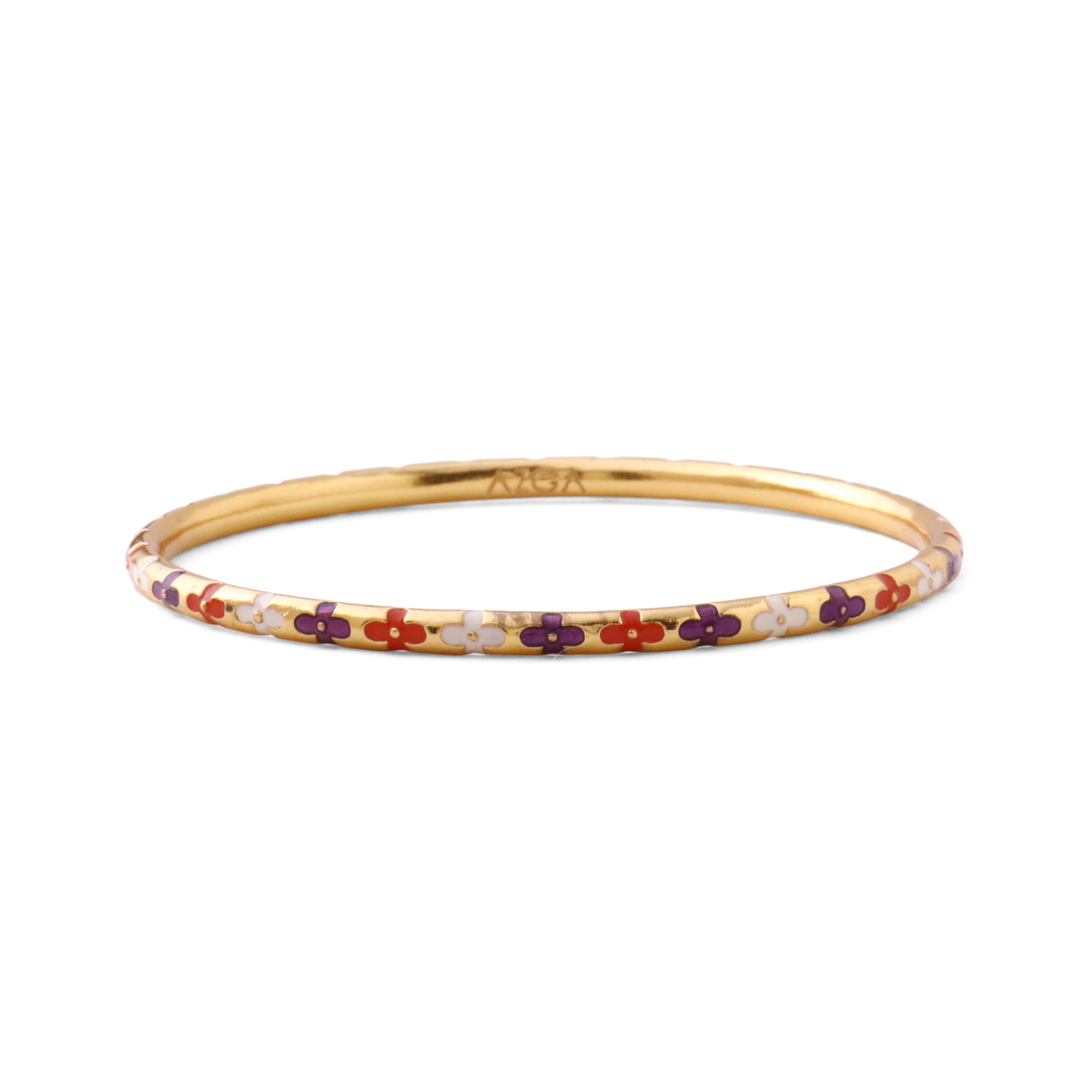 Bagh Enamel Bangle - Tangerine, amethyst and ivory