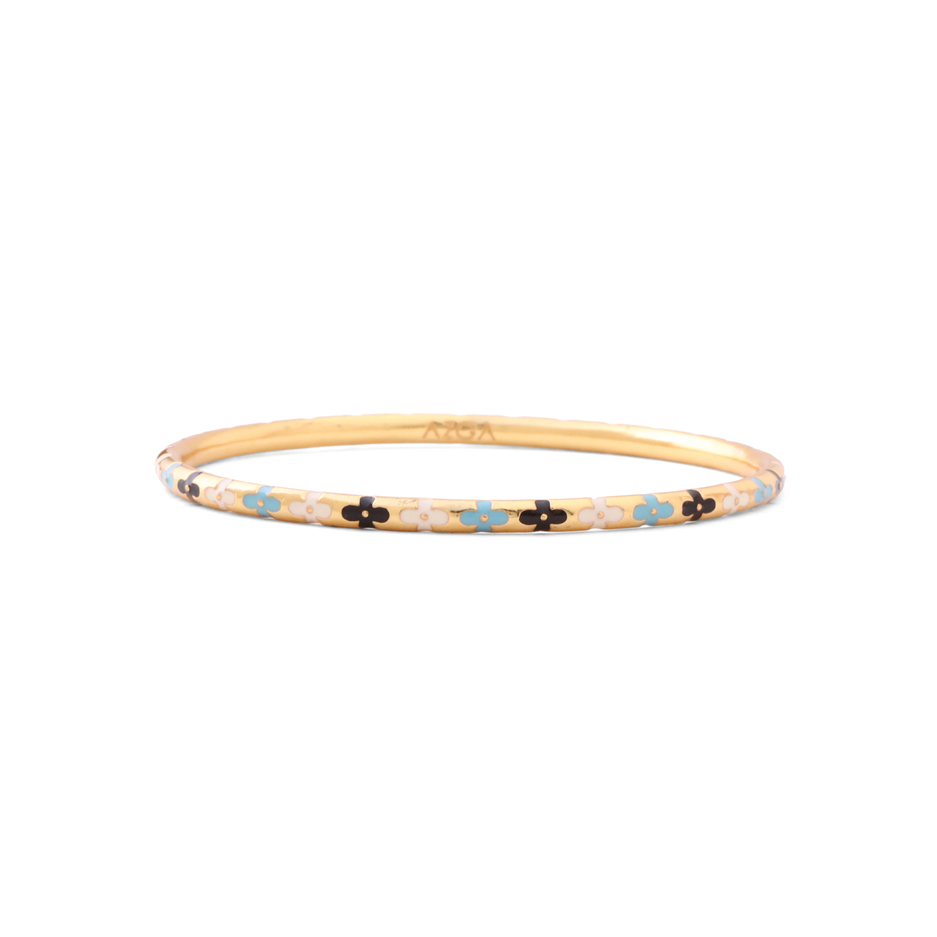 Bagh Enamel Bangle - Ivory, Turquoise, Blue