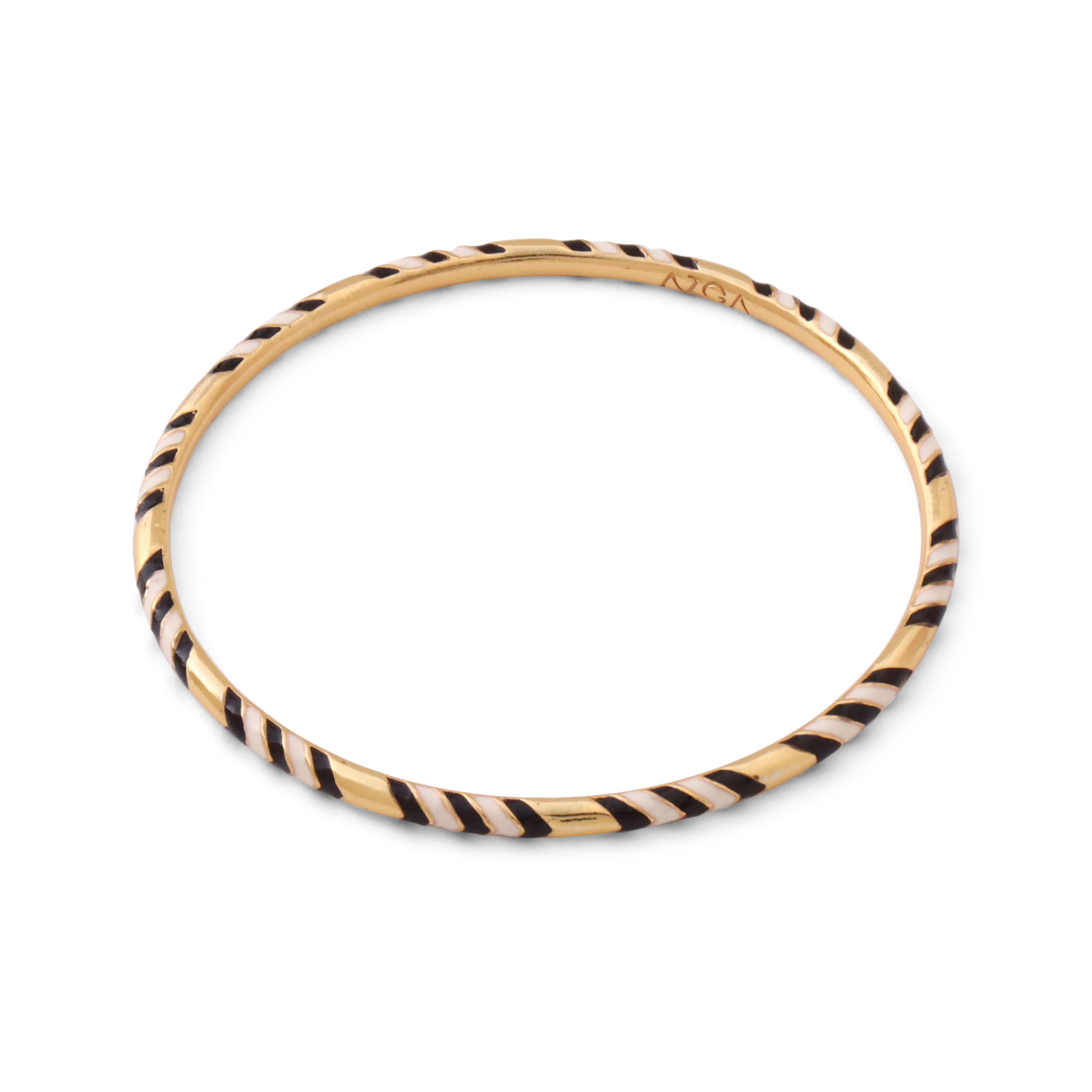 Chevron Black and Ivory Enamel Bangle
