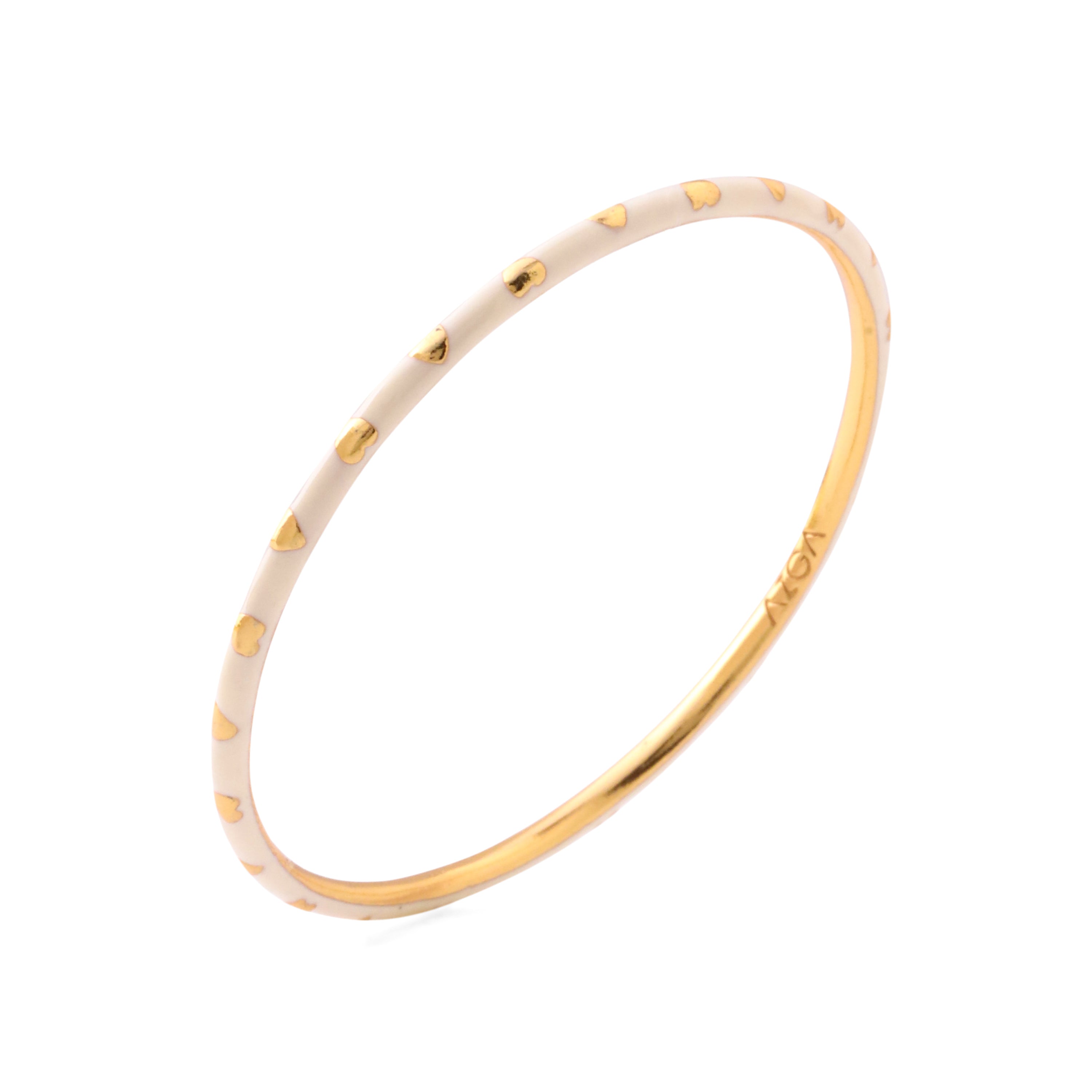 Heart Enamel Bangle - Ivory