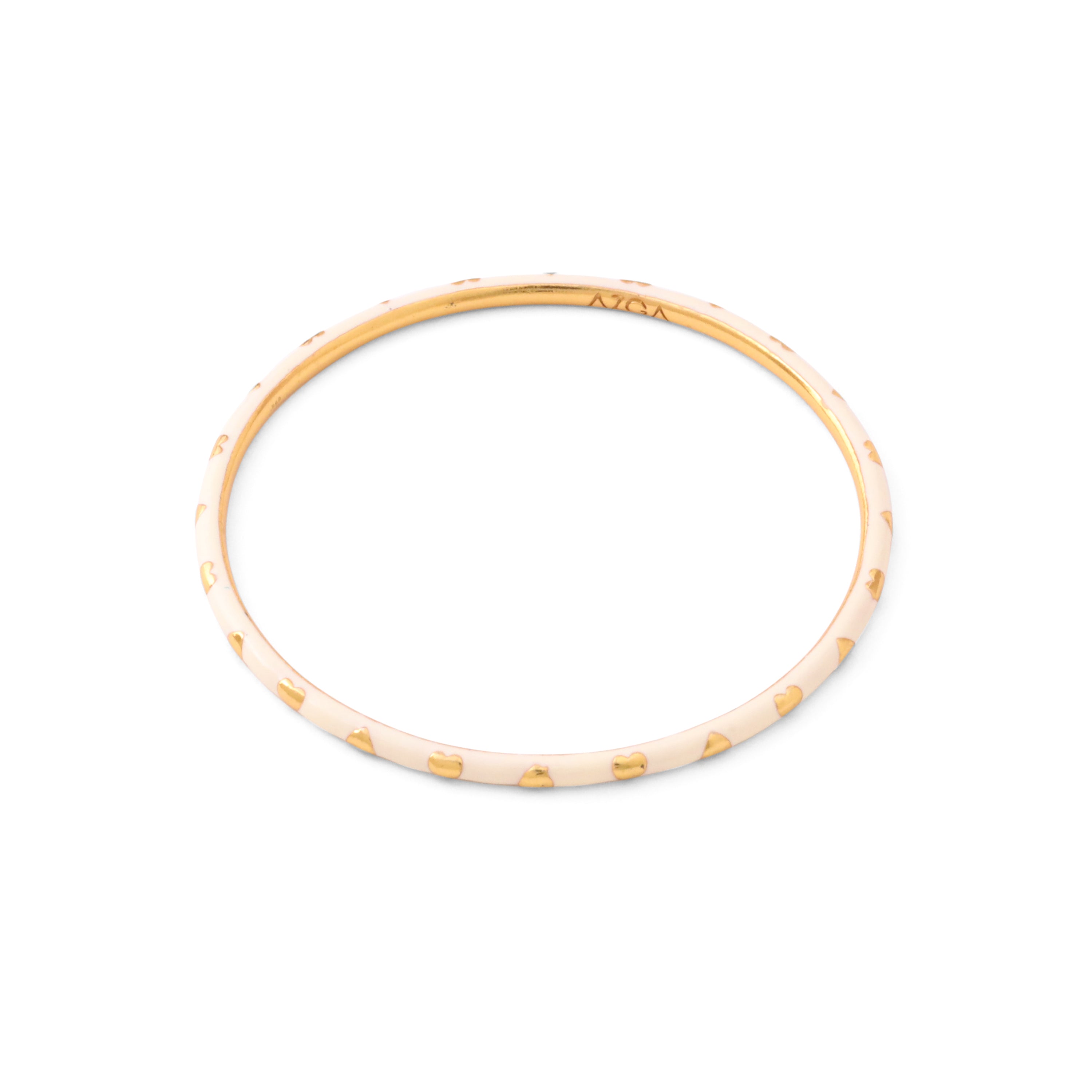 Heart Enamel Bangle - Ivory