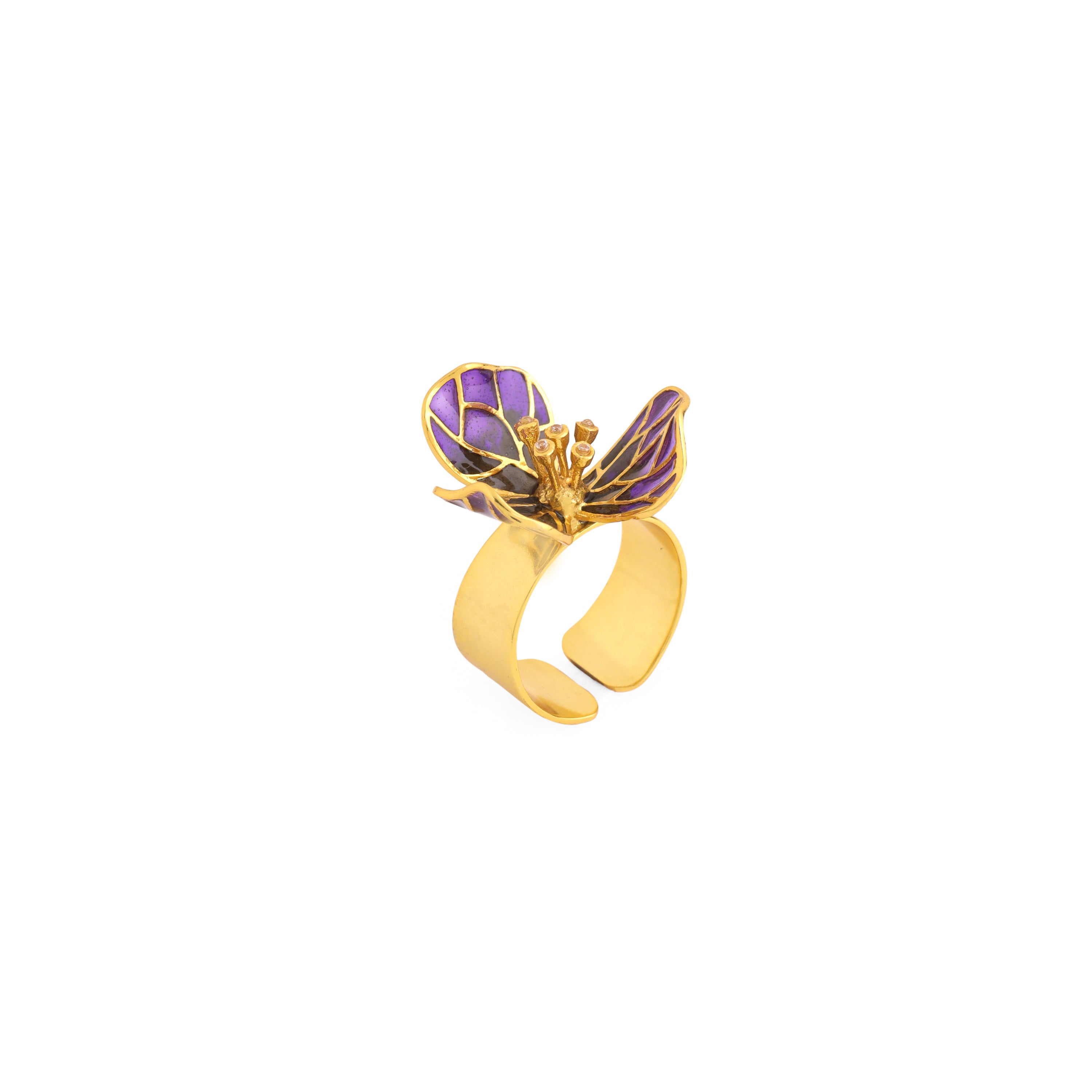 Tiny Fiore Ring - Amethyst & Smoky