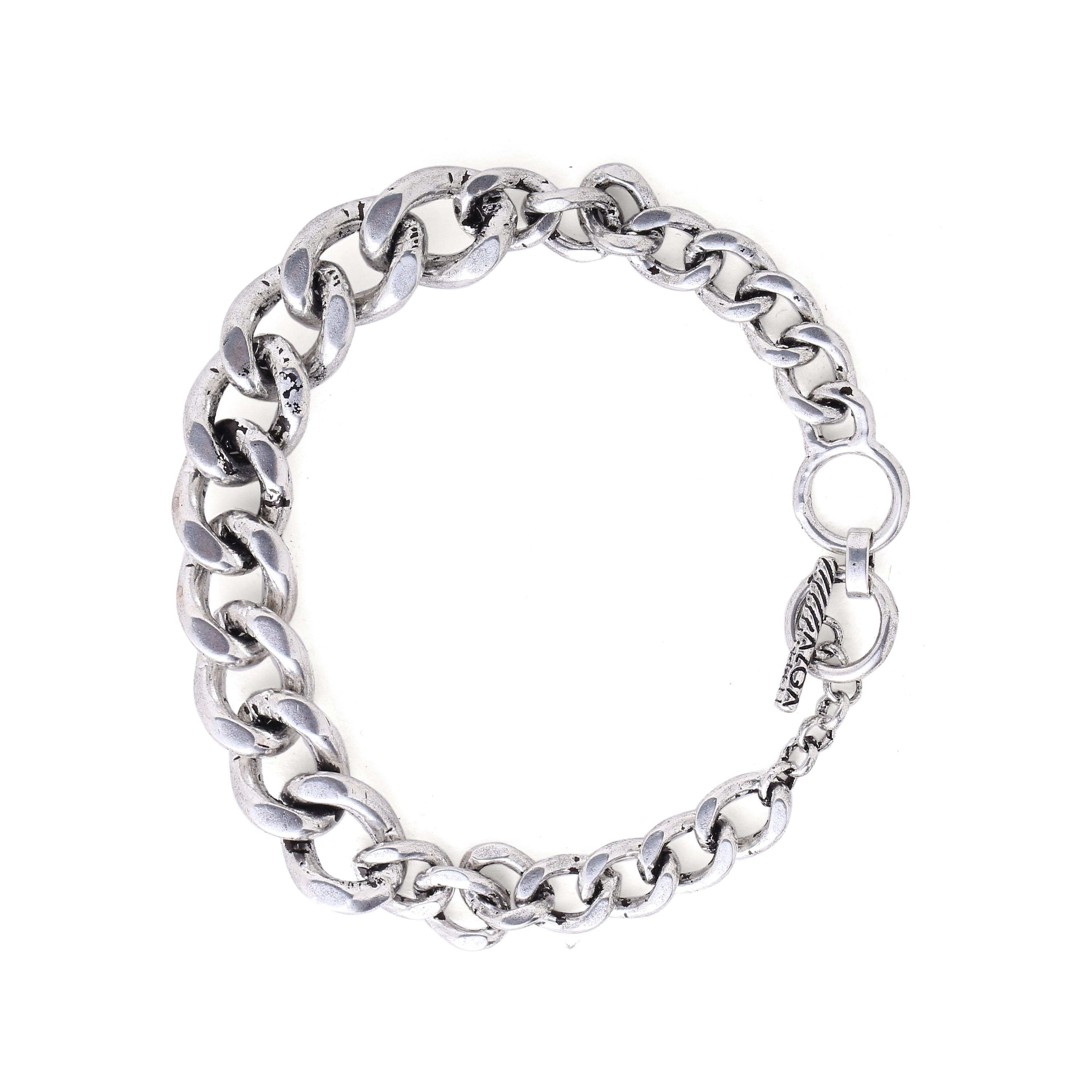 Classic Cuban toggle bracelet - Oxidised silver