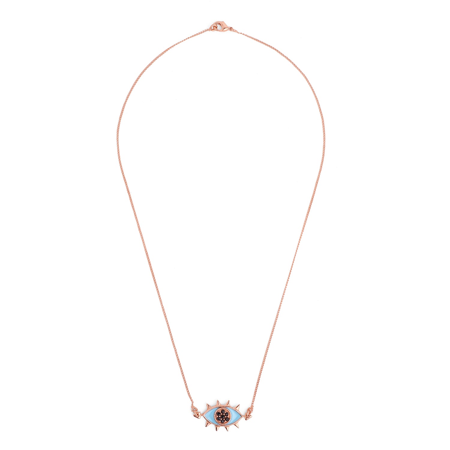 Eye Enamel Neck chain - Turquoise Rose Gold