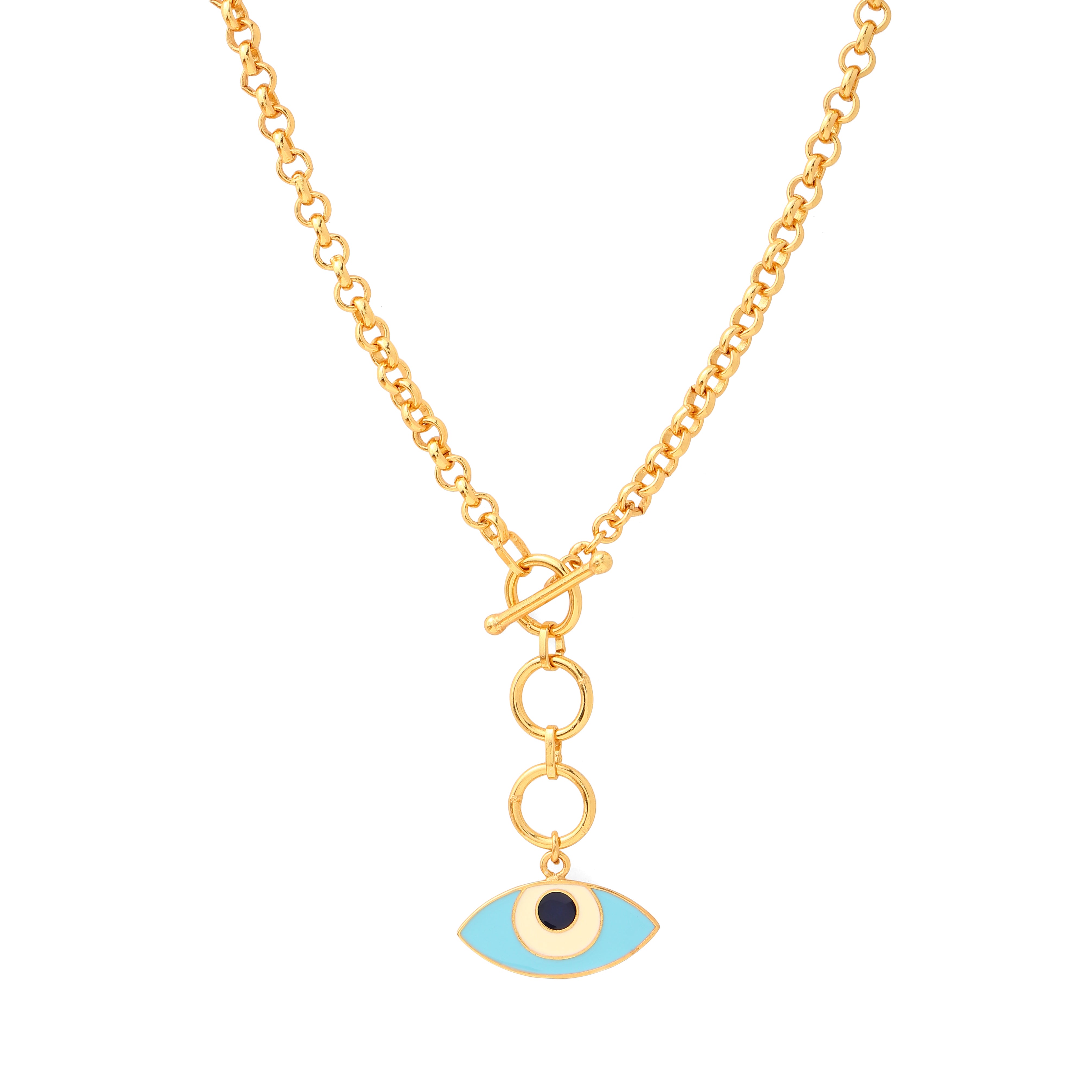 Evil Eye Toggle Neck Chain - Gold