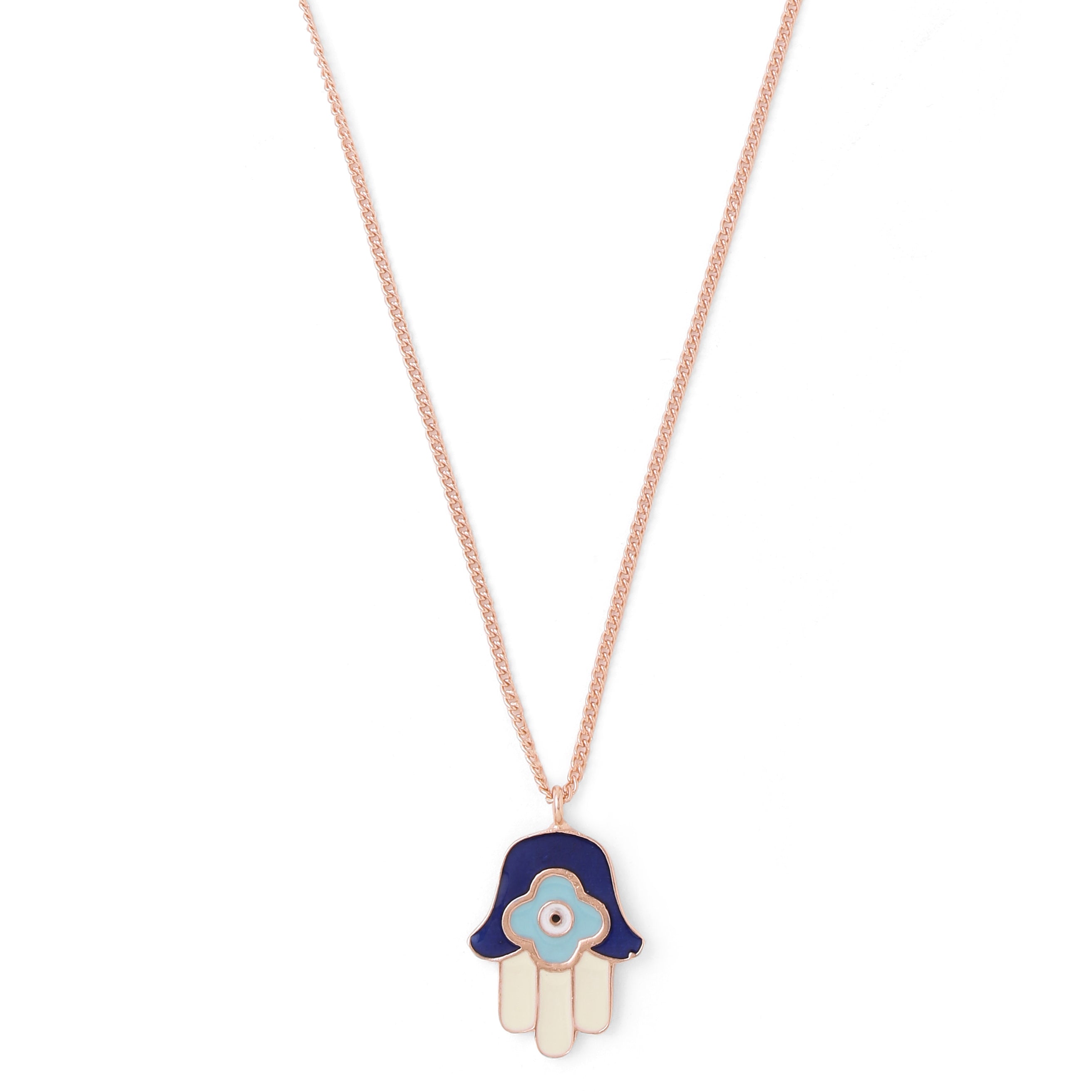 Hamsa Hand Neck Chain - Rose gold