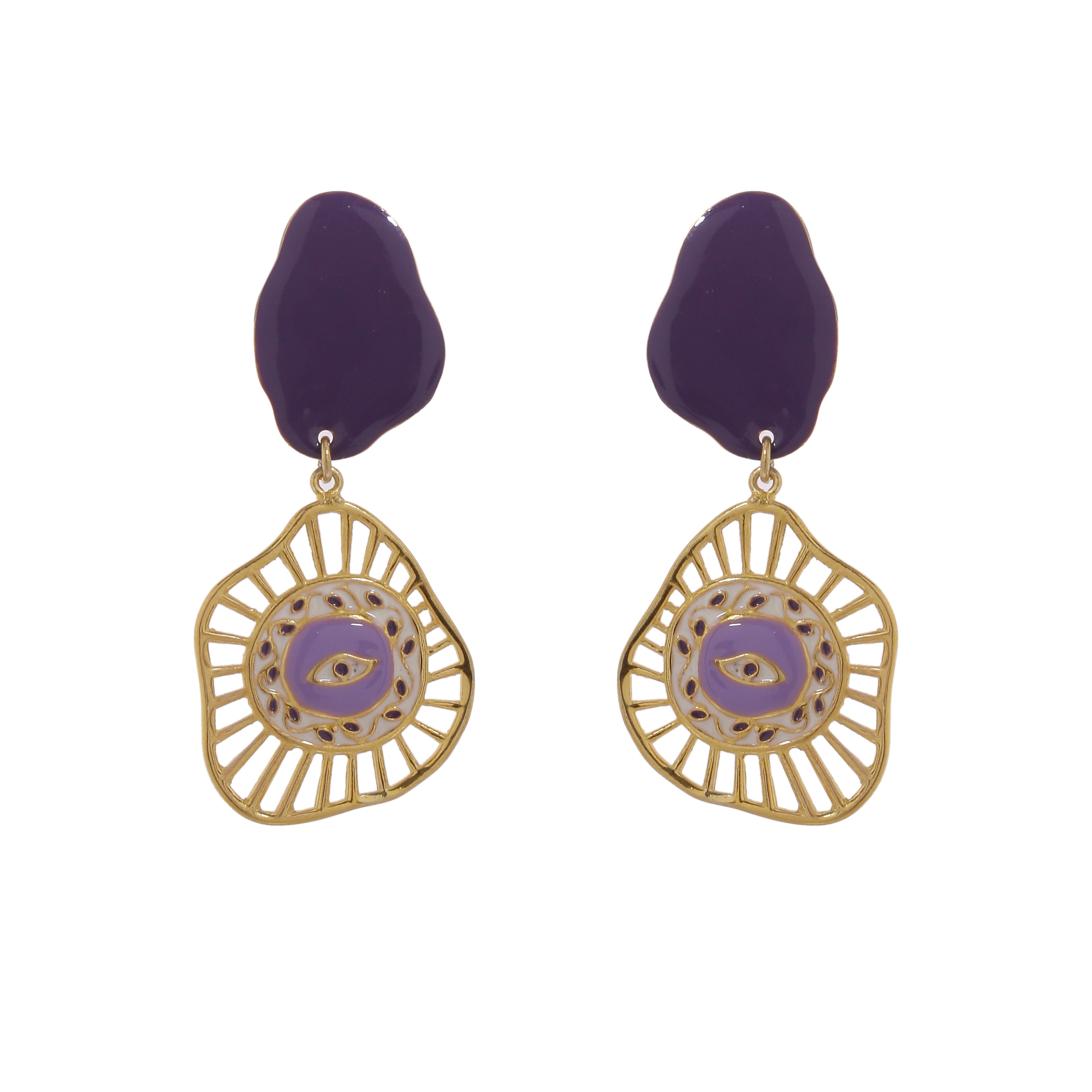 Evil eye earrings - Purple