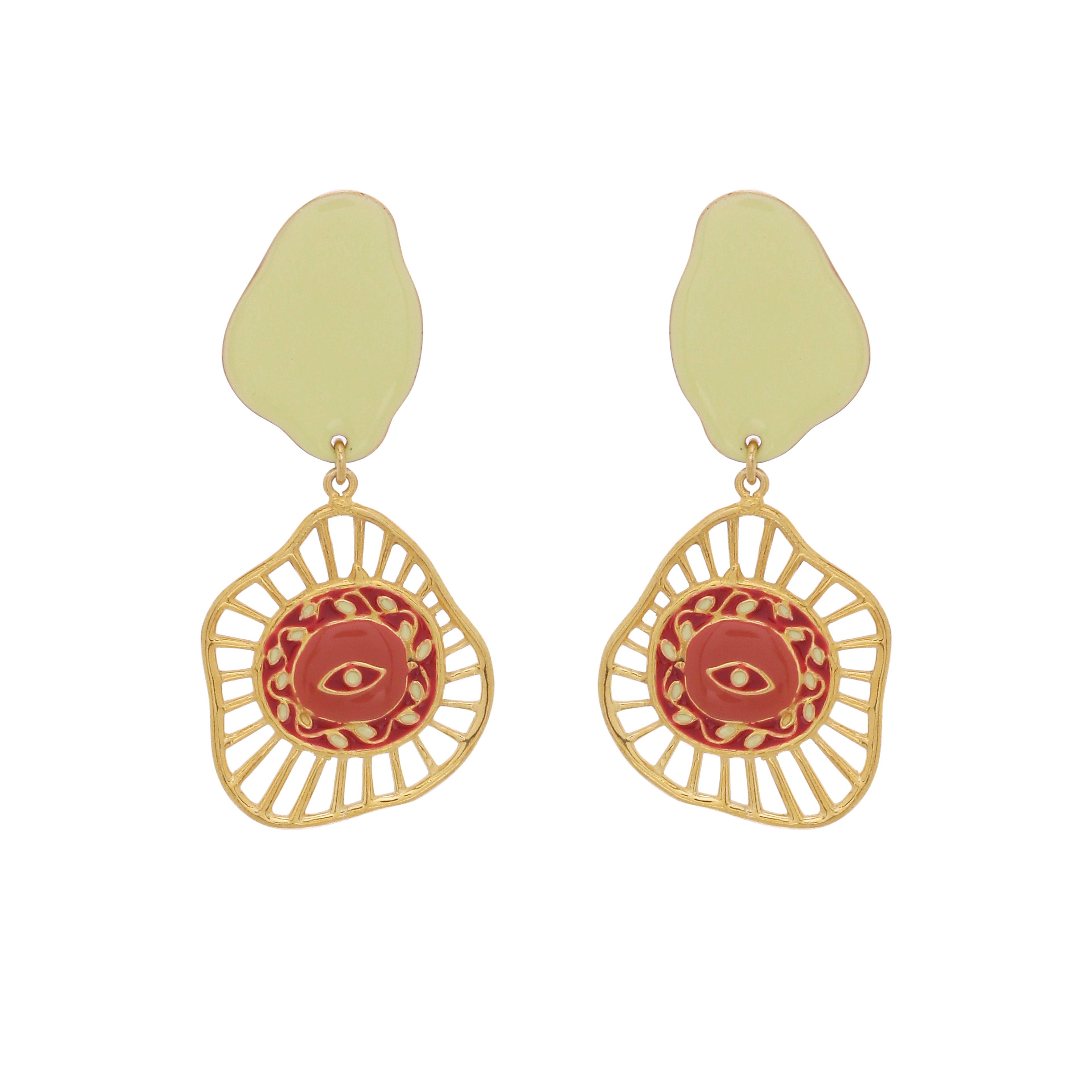 Evil eye earrings - Lime green