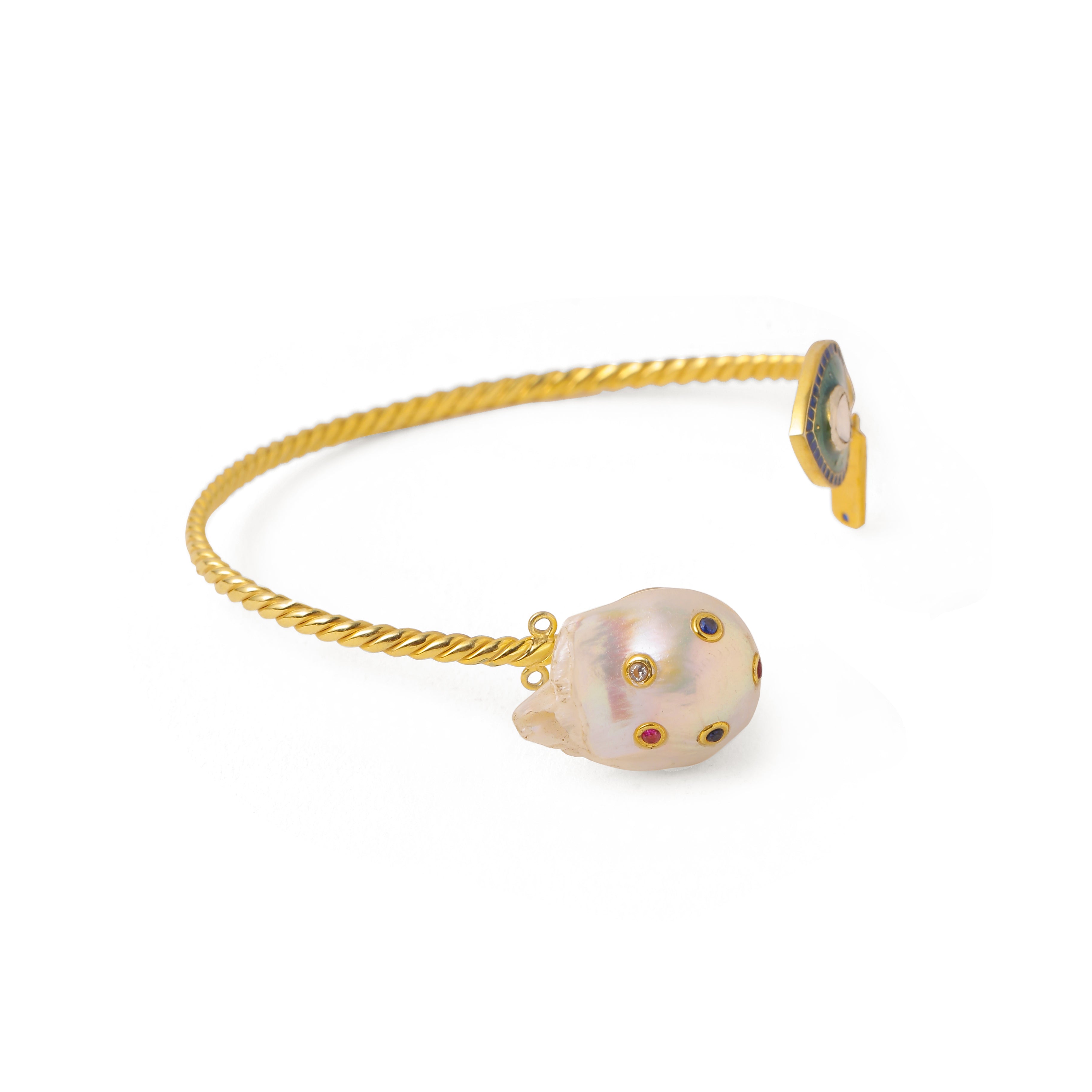 Dil Polki and Baroque Pearl cuff
