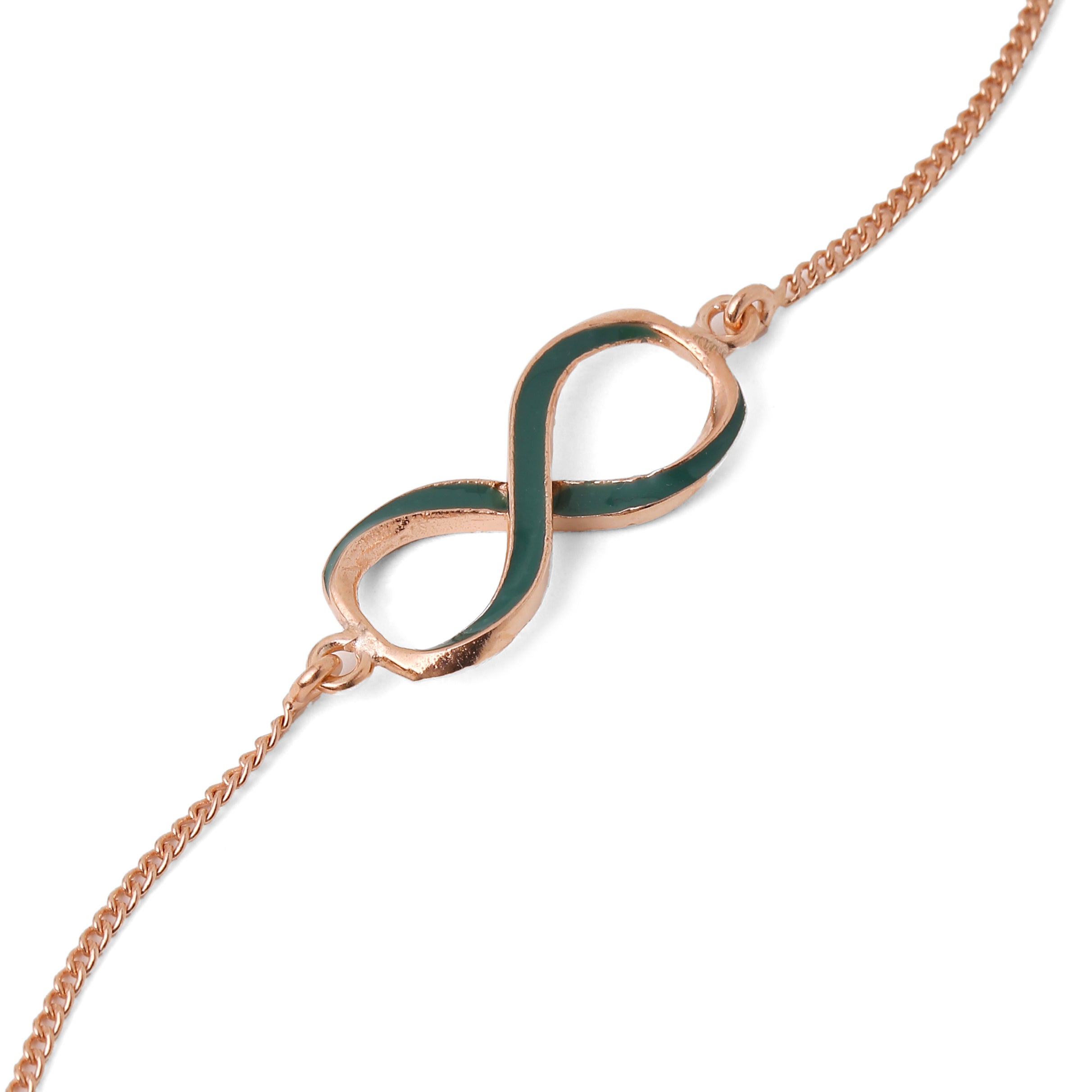 Infinity Bracelet - Green Rose gold