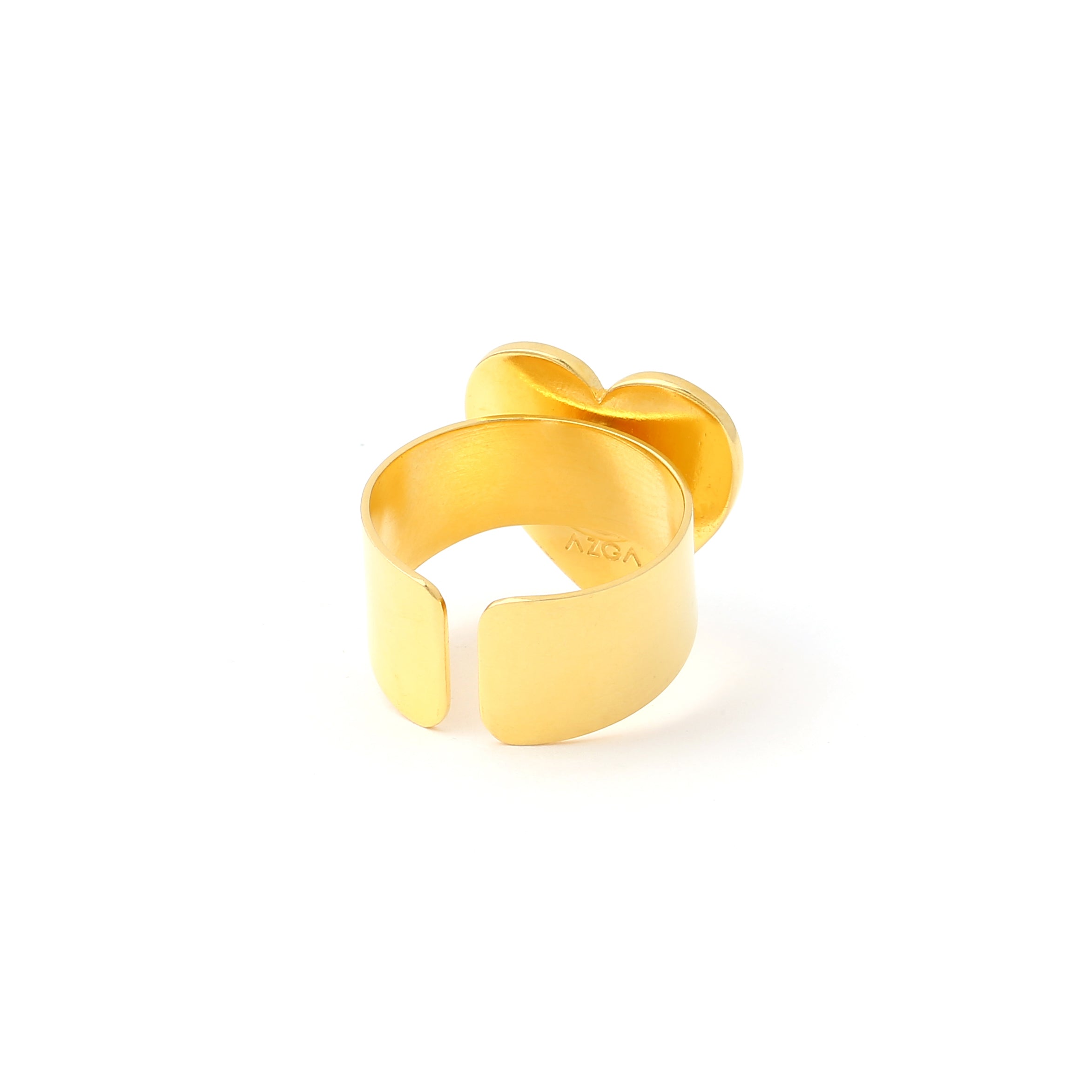 Heart eye adjustable ring - Ivory Gold