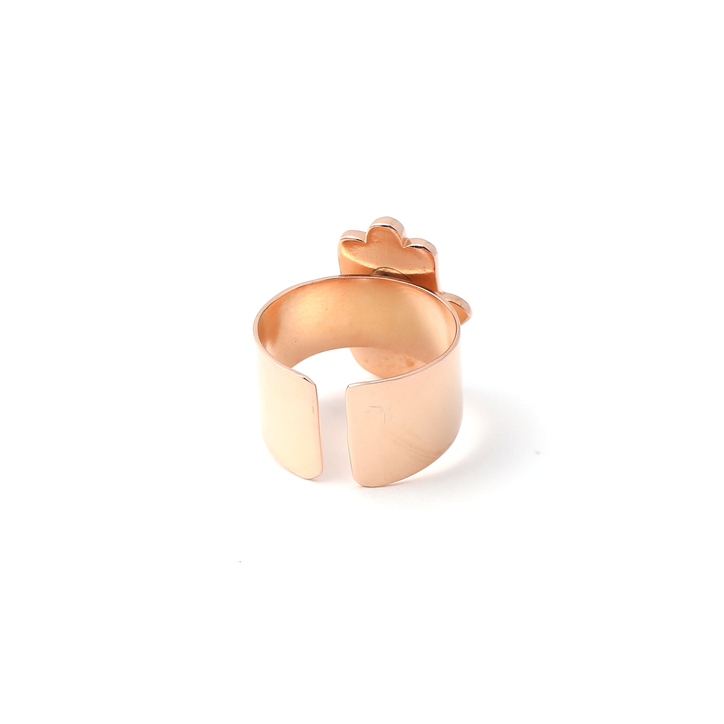 Hamsa hand adjustable ring - Rose Gold