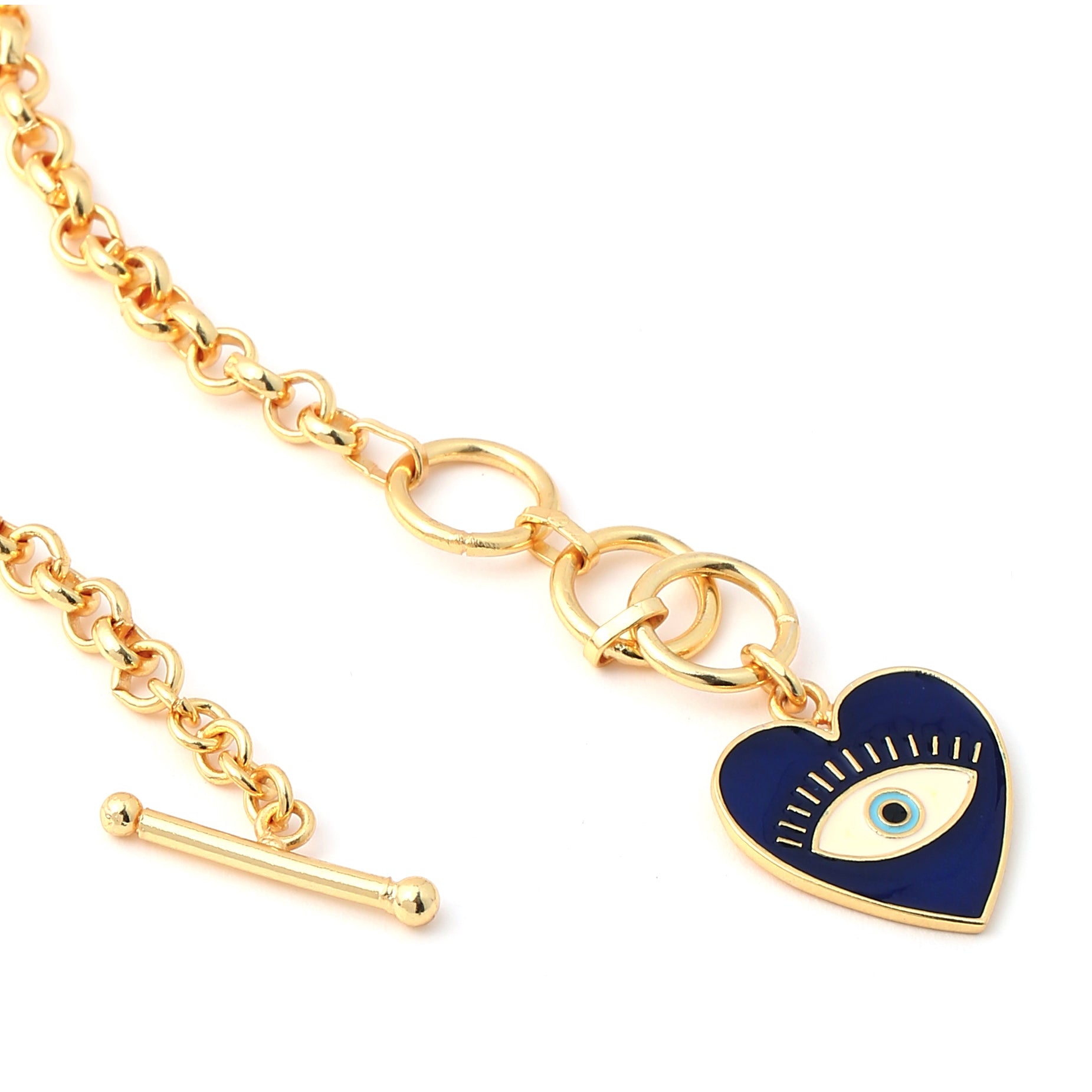 Heart Eye Toggle Neck Chain - Gold