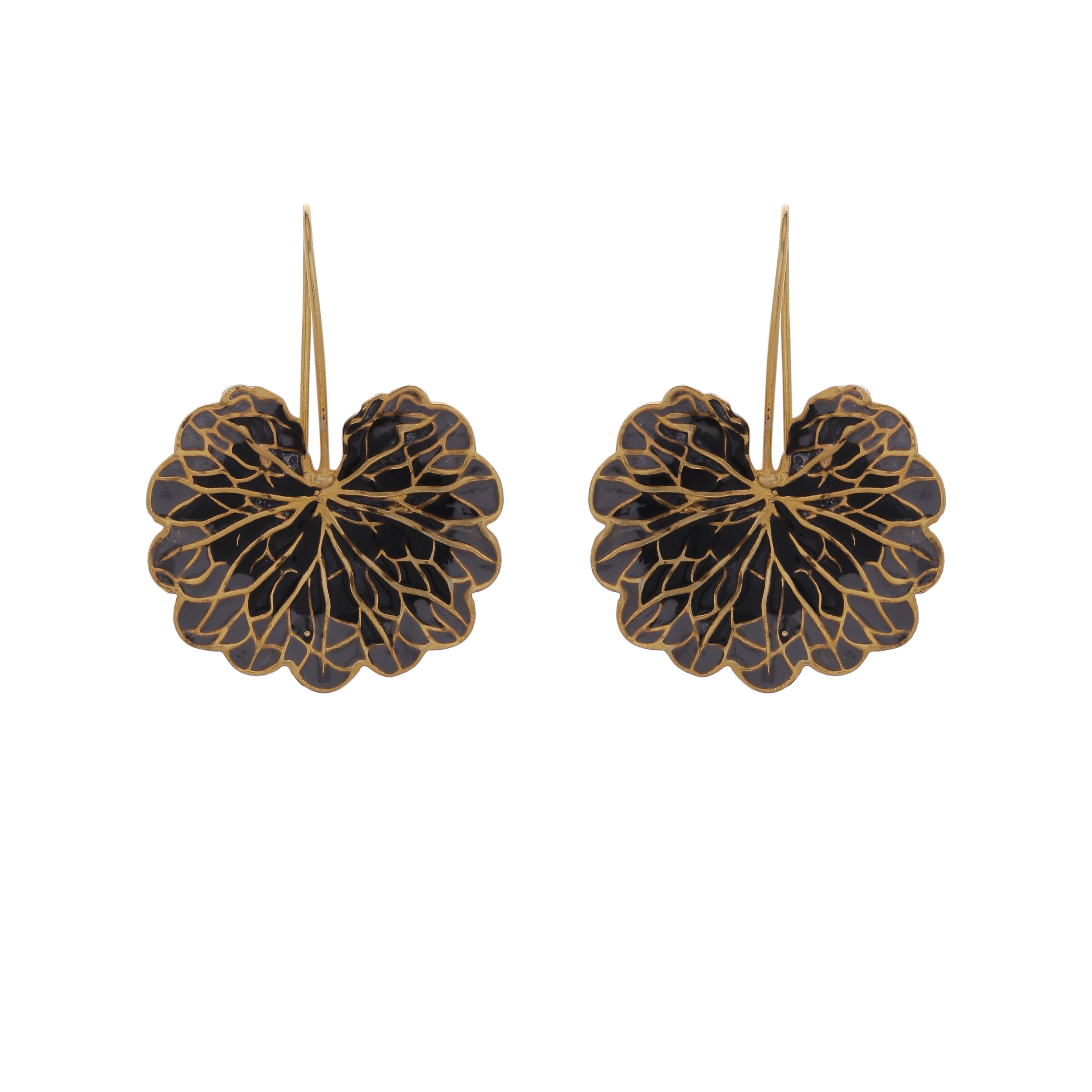 Leaf Earrings - Black & grey - AZGA