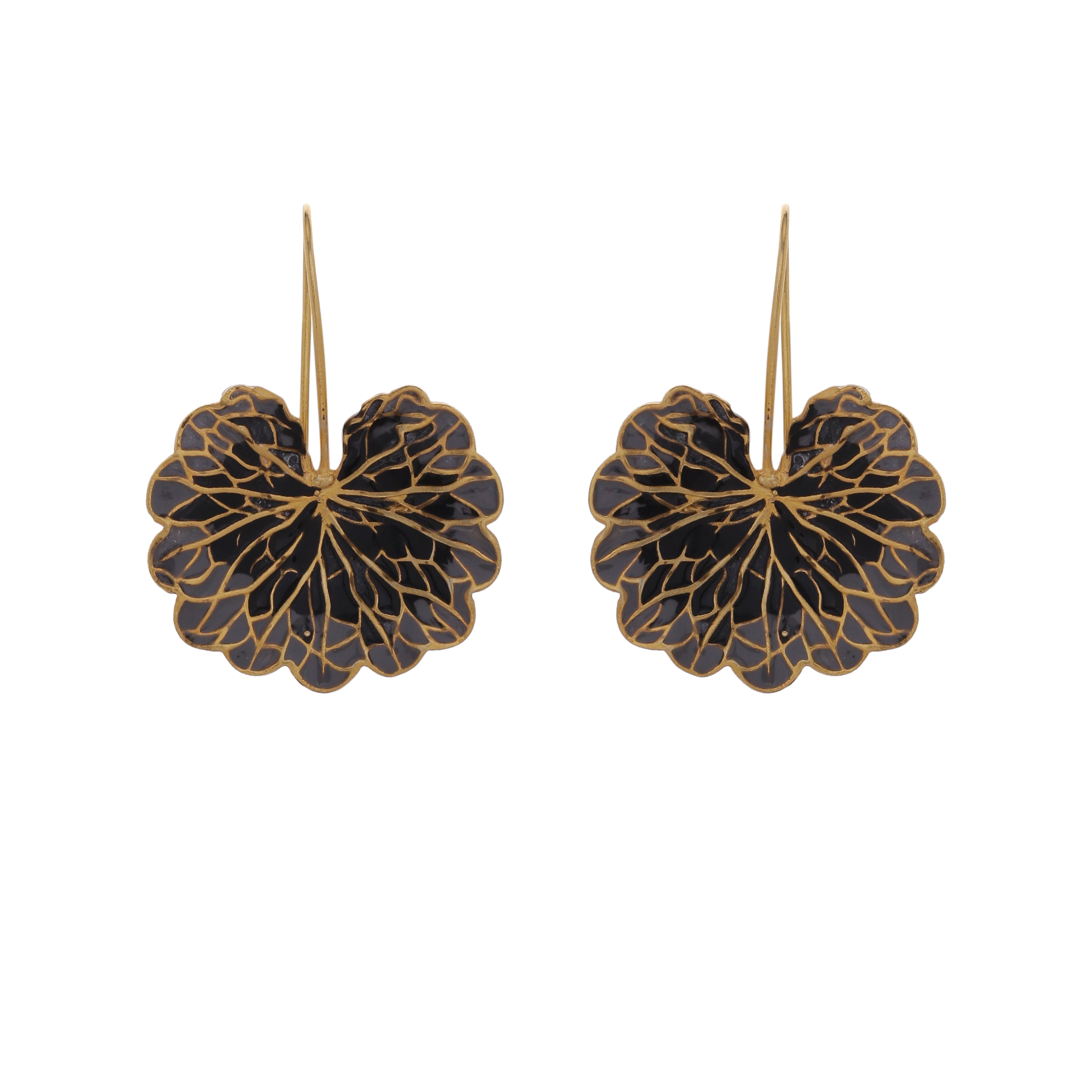 Leaf Earrings - Black & grey - AZGA