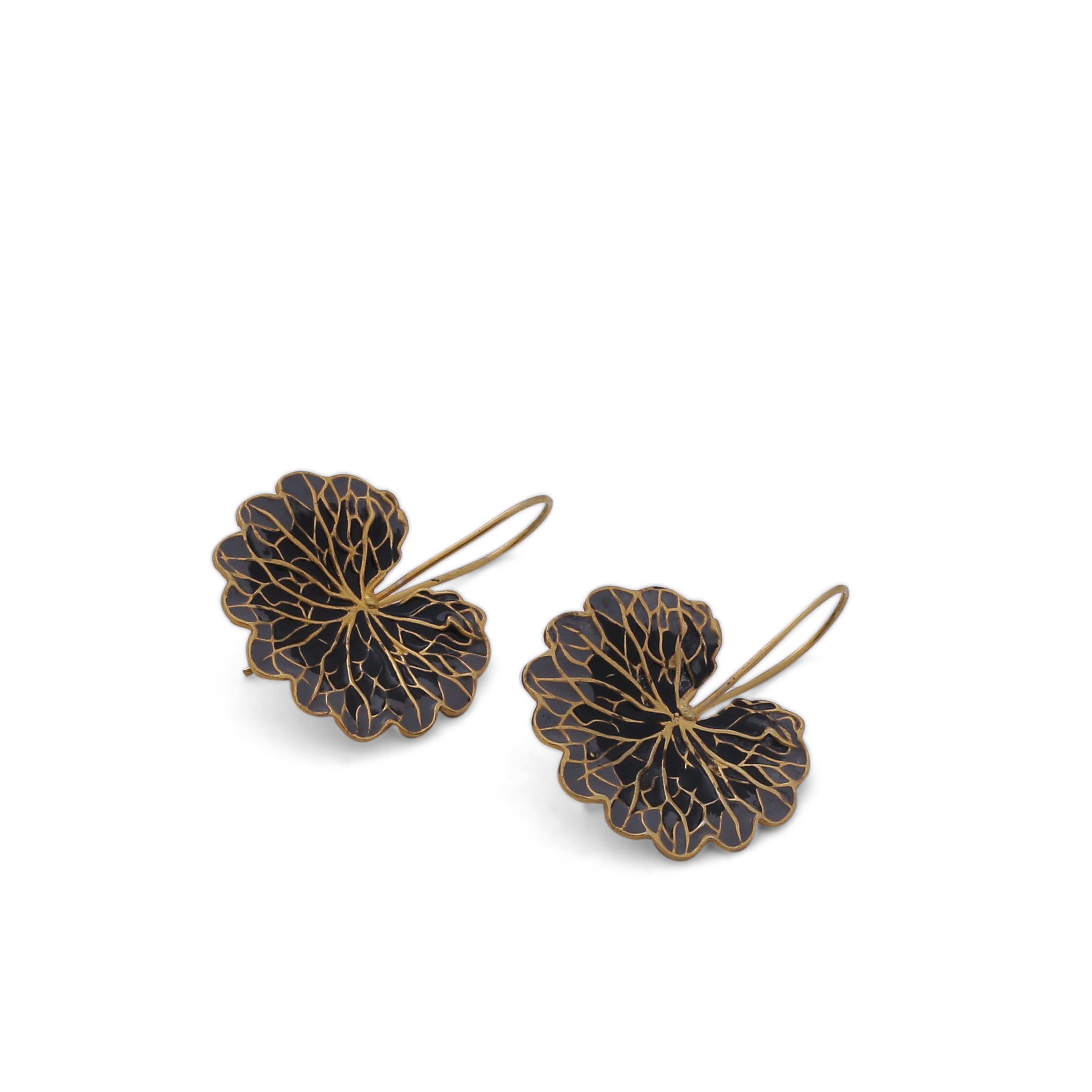 Leaf Earrings - Black & grey - AZGA