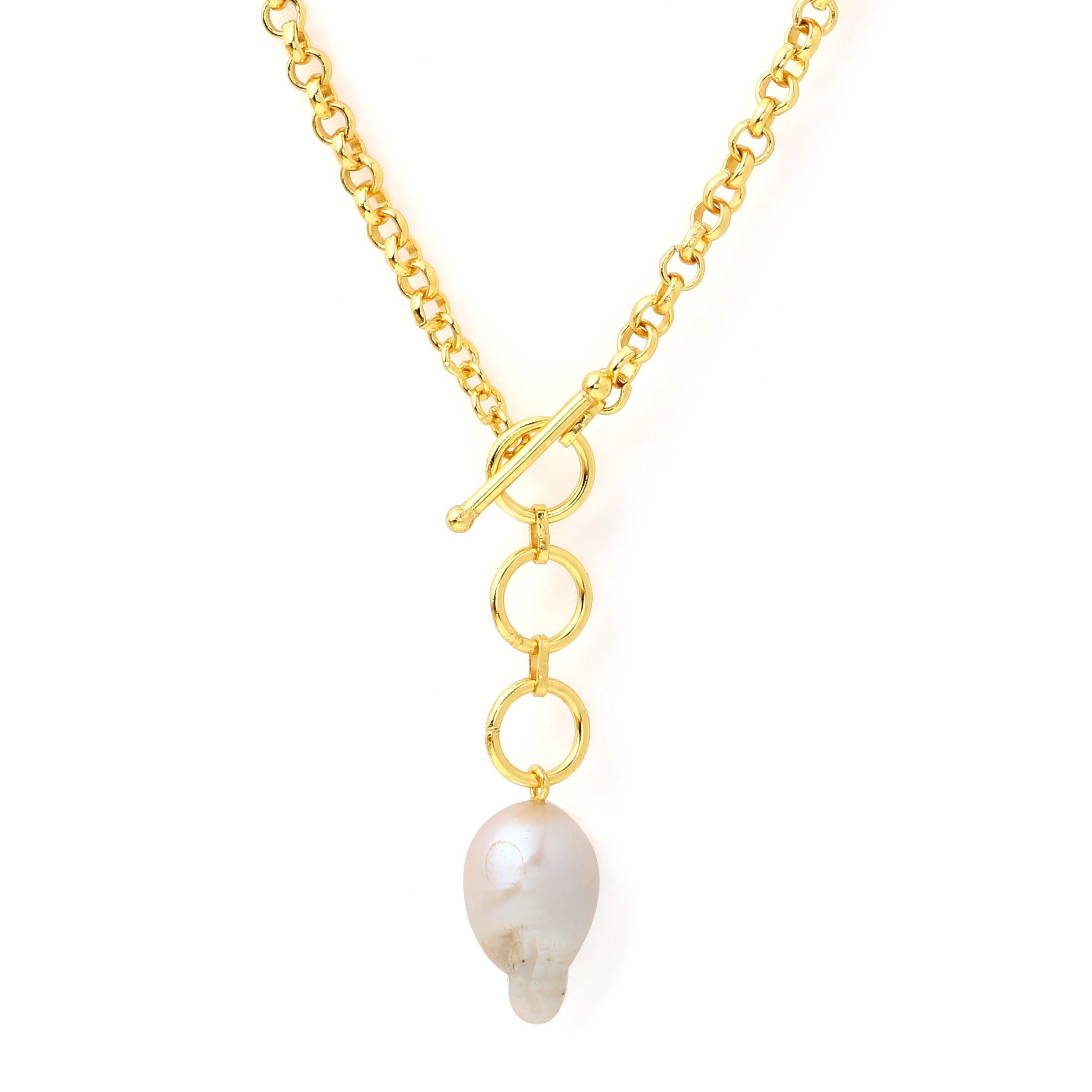 Baroque pearl toggle neck chain