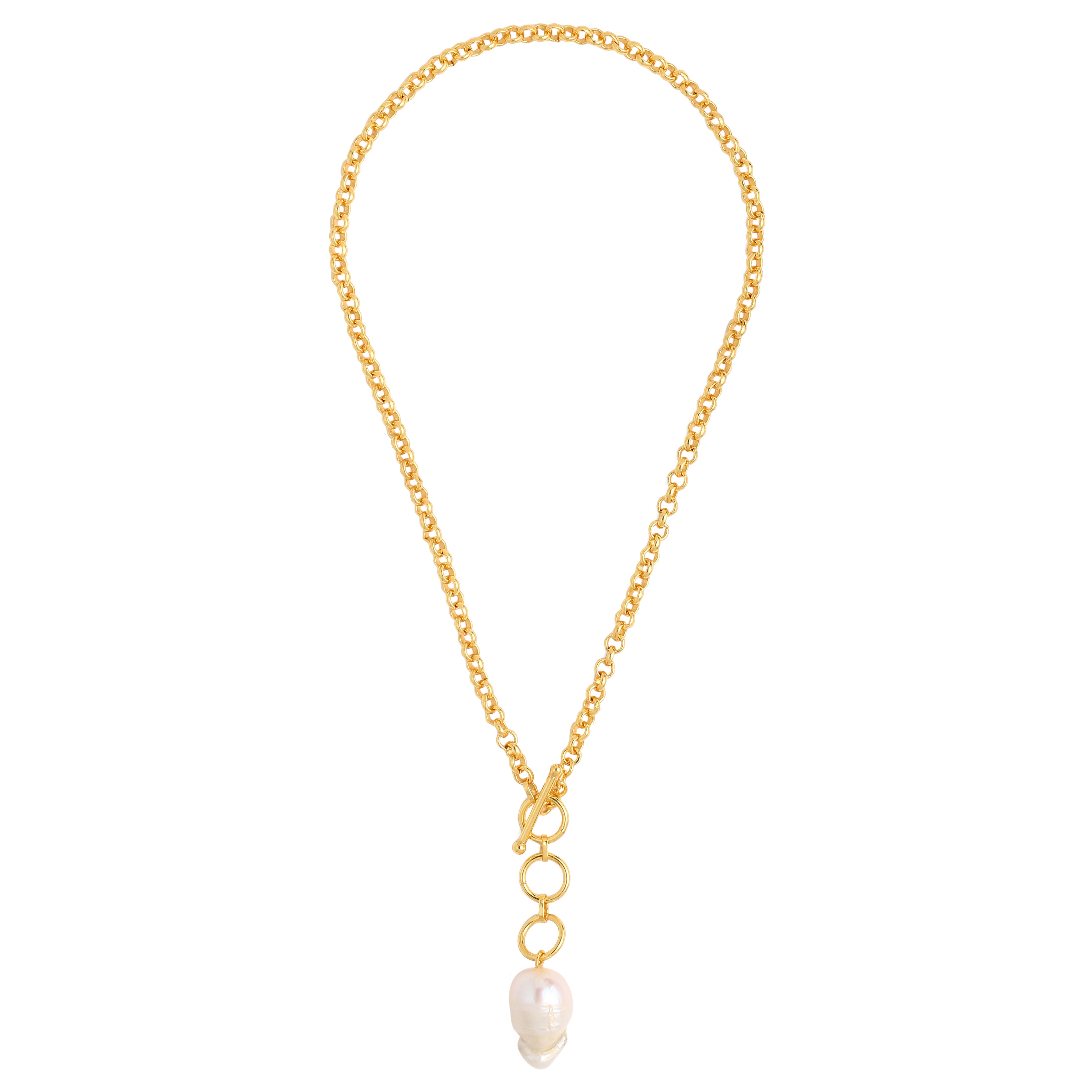 Baroque pearl toggle neck chain