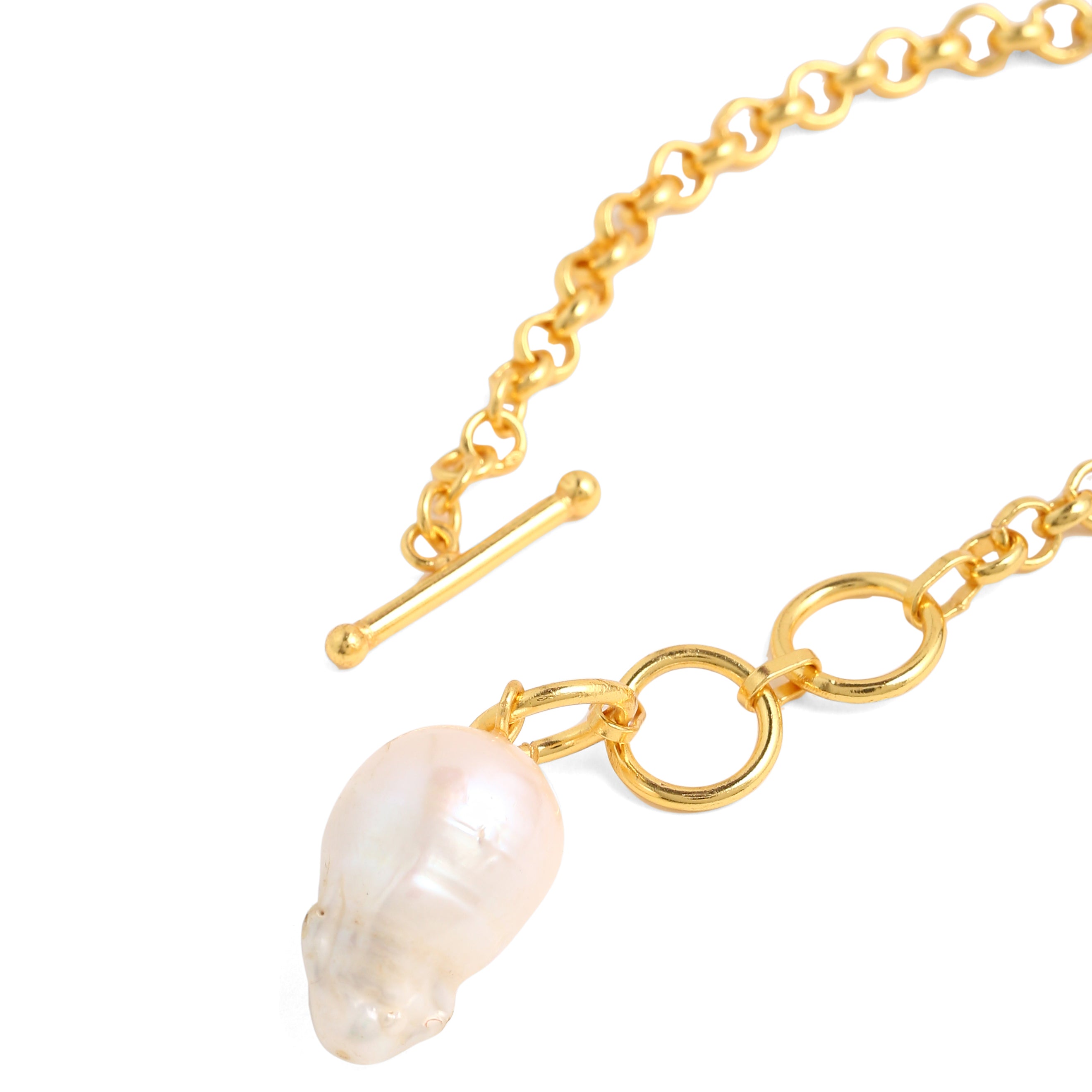 Baroque pearl toggle neck chain