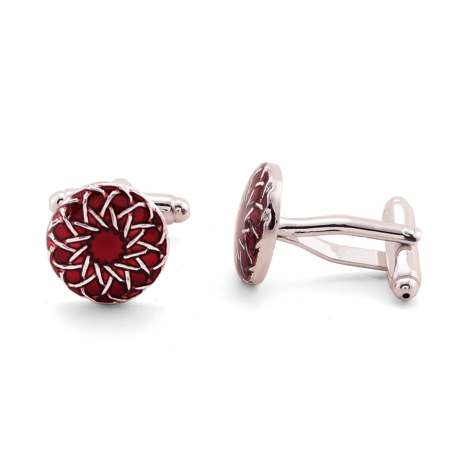 Moroccan Cufflinks - Maroon White gold