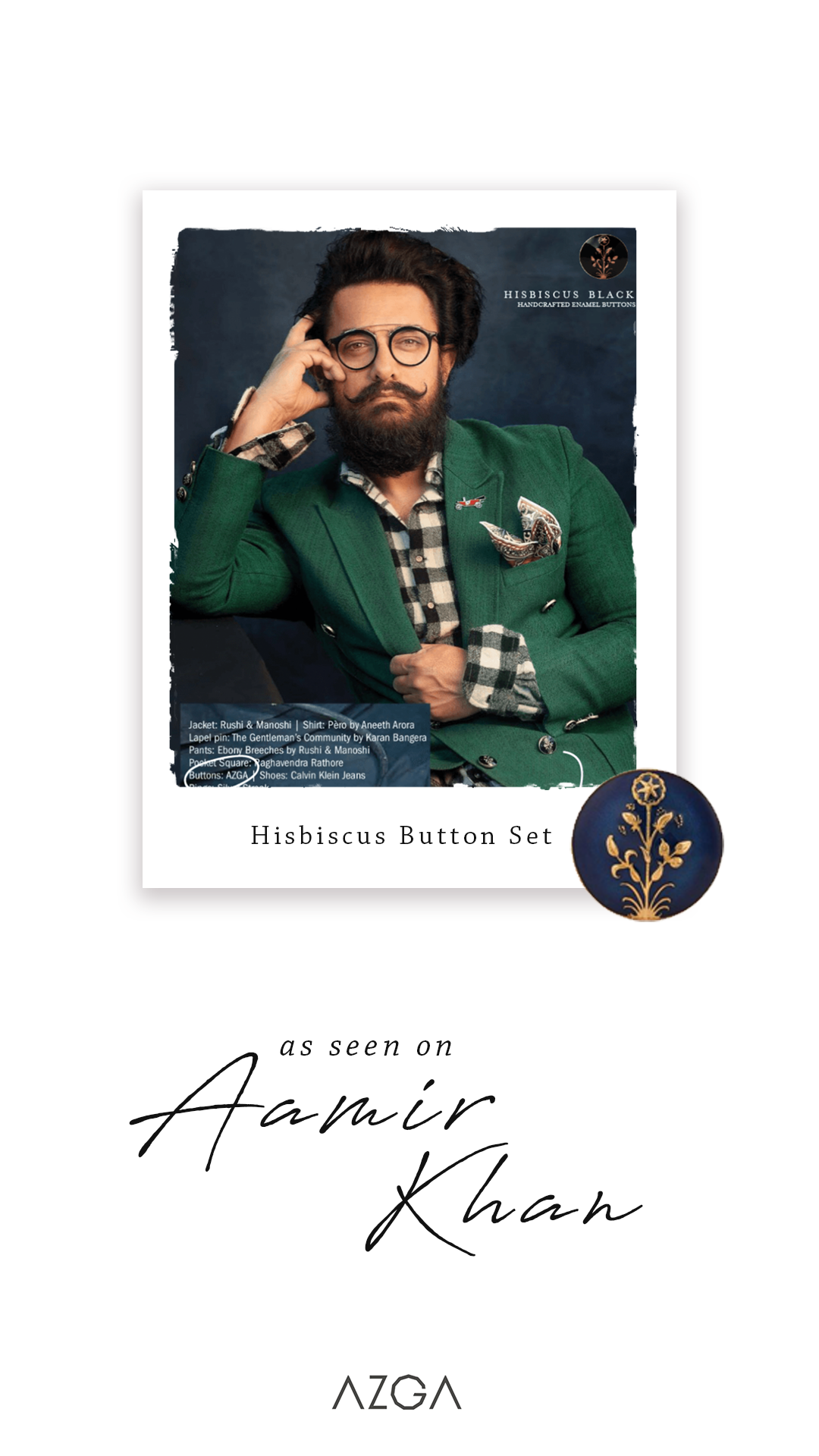 Aamir Khan in Hisbiscus Blue Buttons