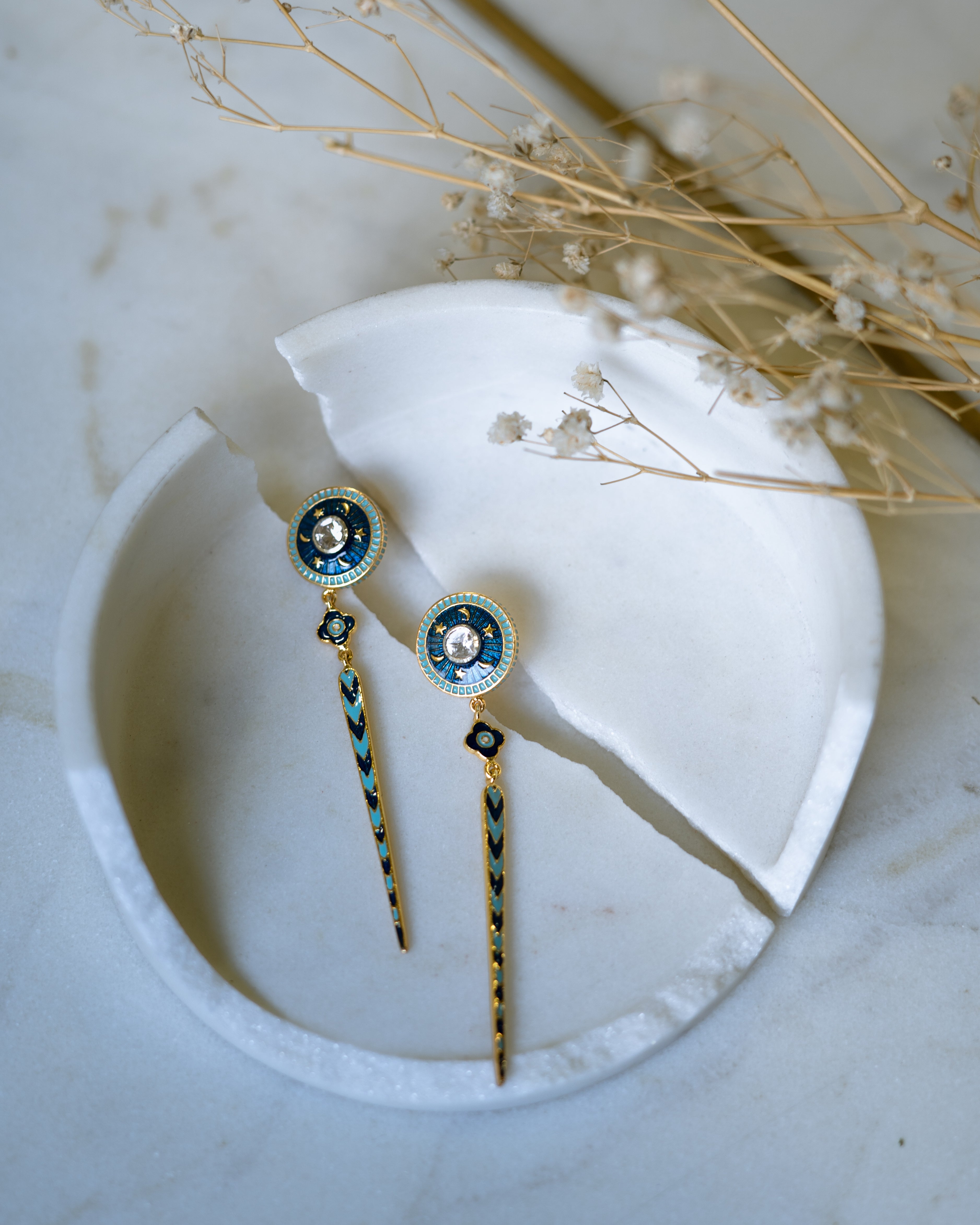 Chand Sitara Tila polki earrings