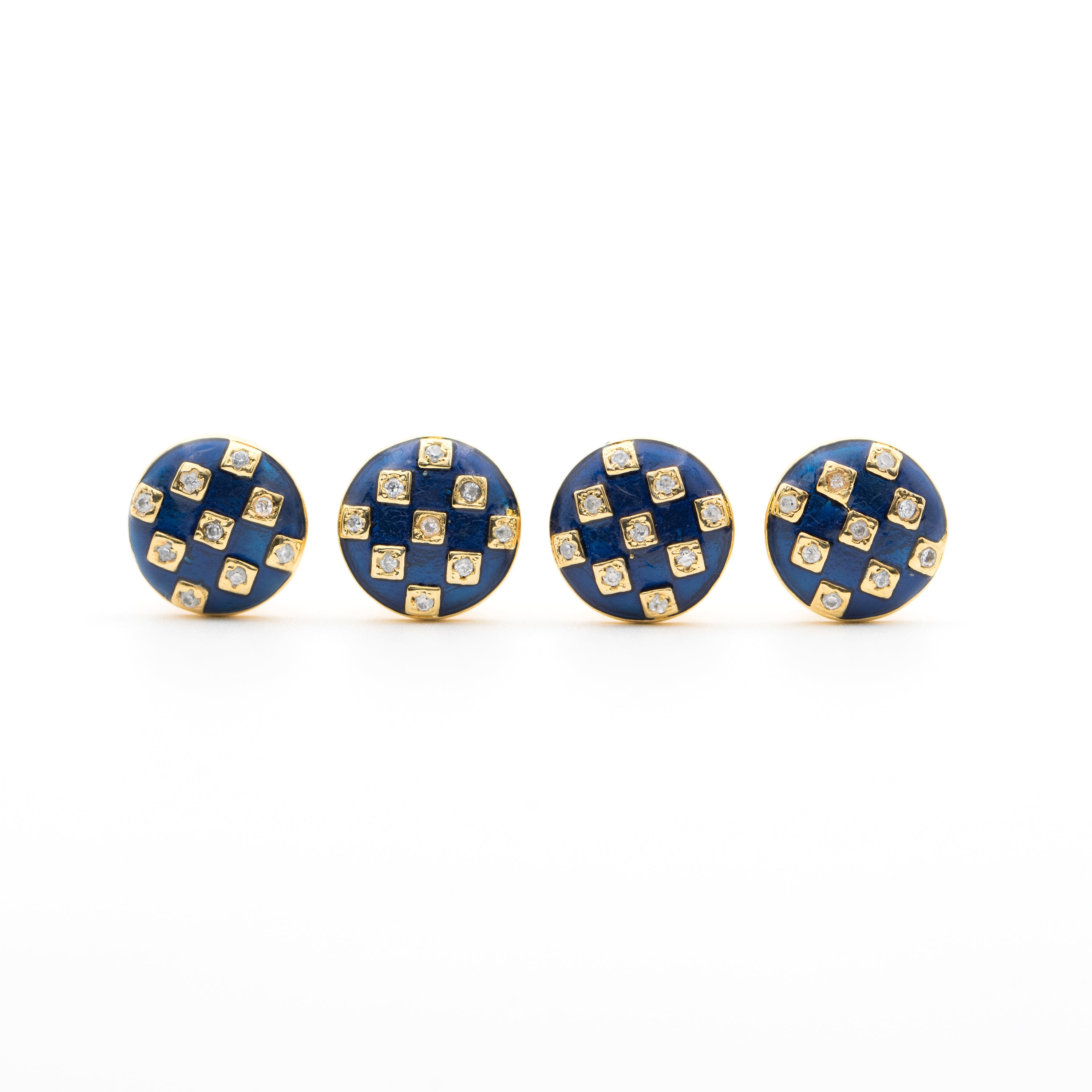 Gingham Enamel Shirt Studs - AZGA