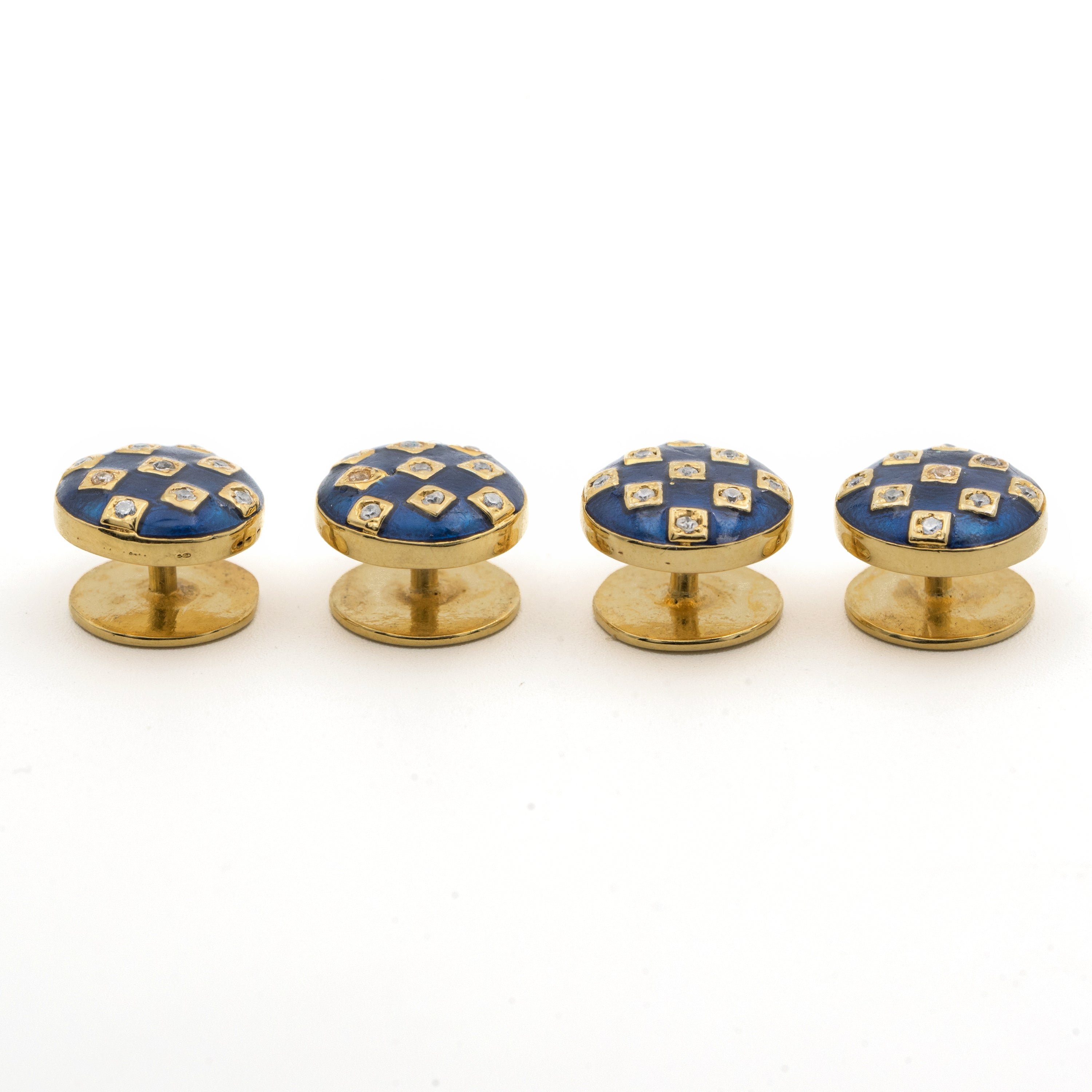 Gingham Enamel Shirt Studs - AZGA