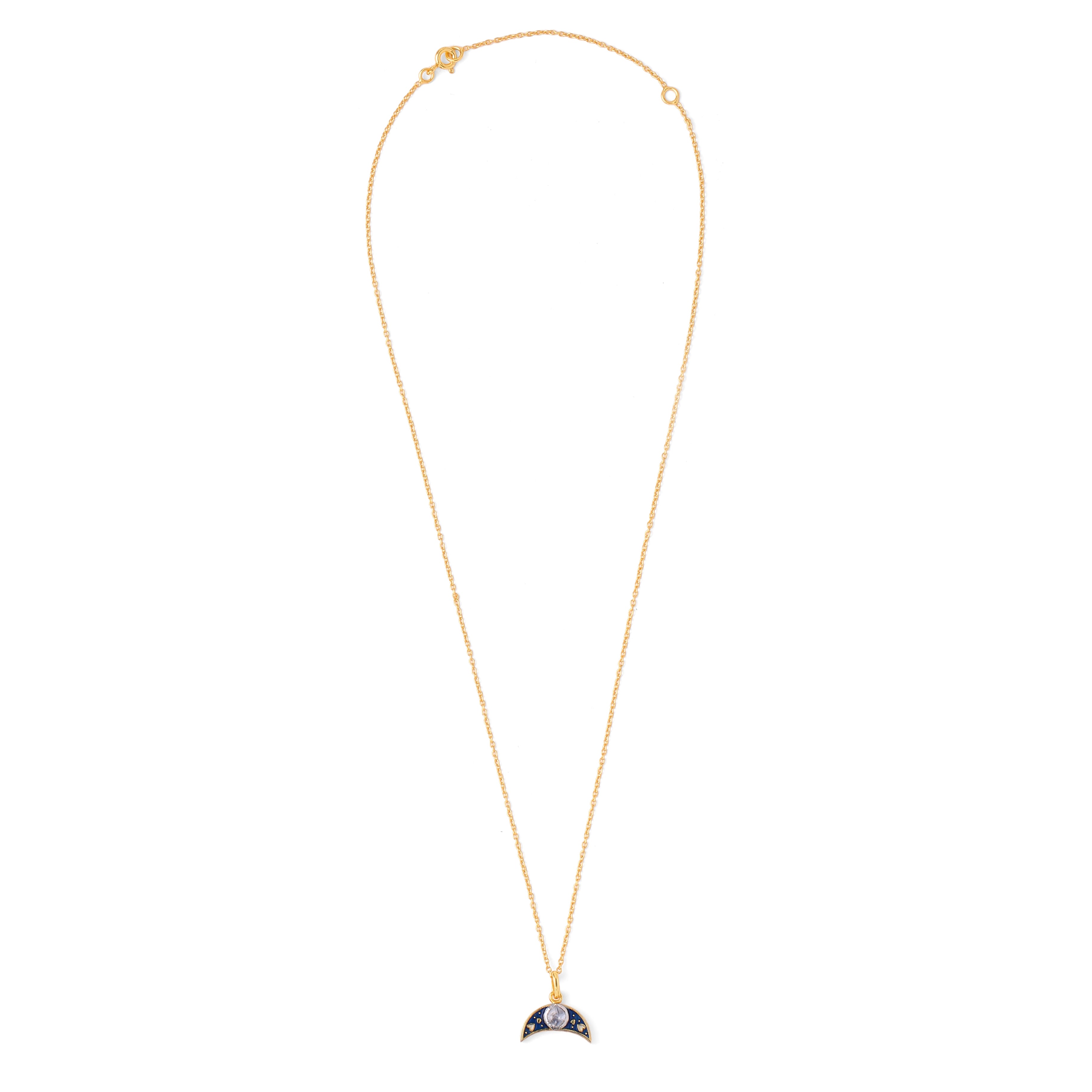 Crescent Moon Polki Neckchain