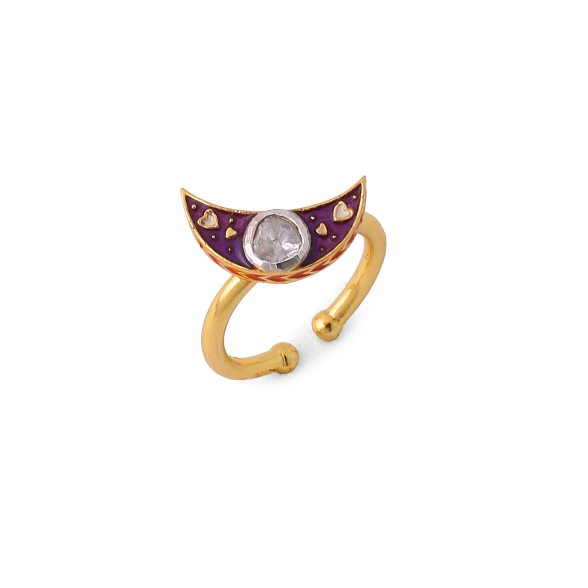 Crescent Polki Ring