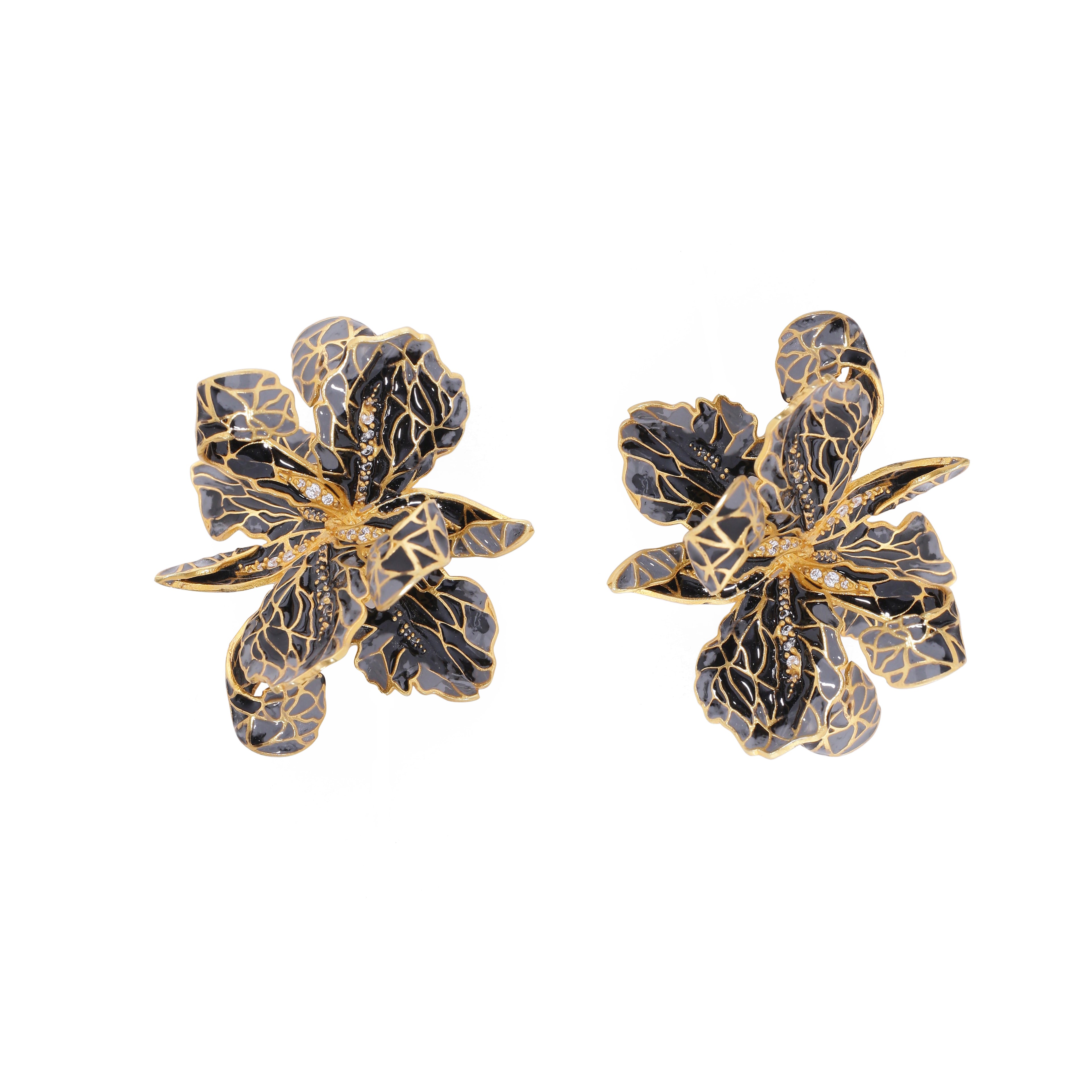 Jardin Earrings - Grey & black - AZGA