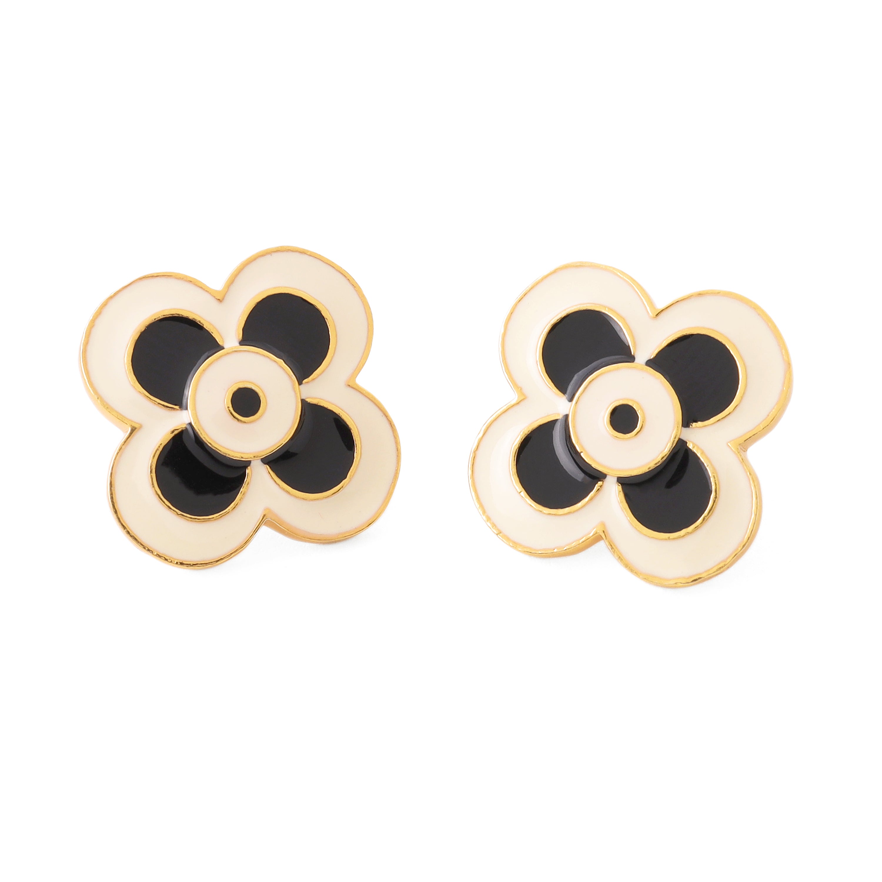 Le Flore Studs - Ecru & Noir