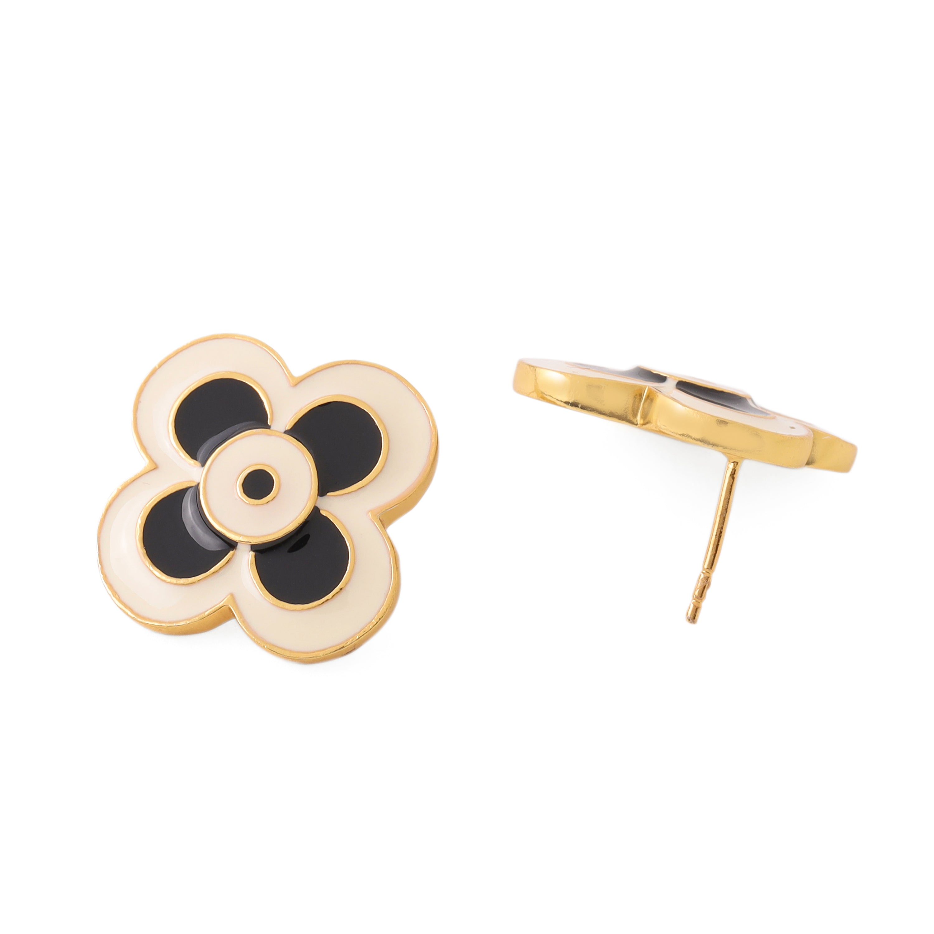 Le Flore Studs - Ecru & Noir