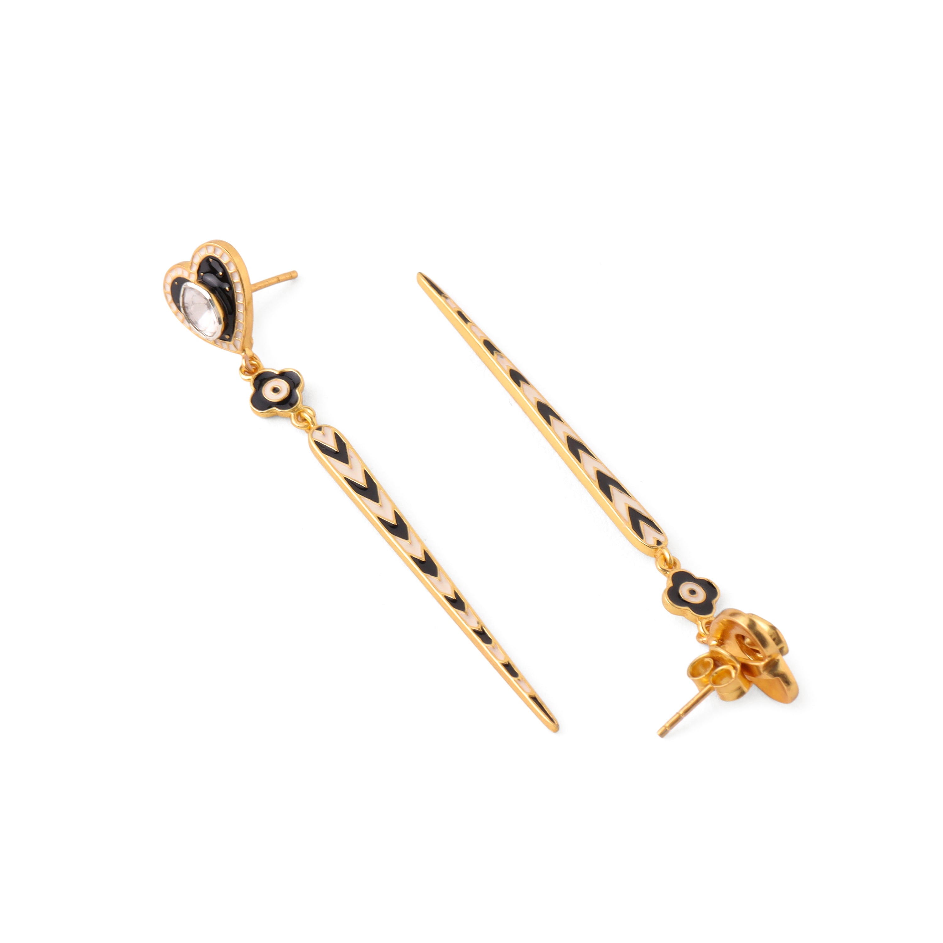 Dil Tila Linear Earrings - Black & Ivory