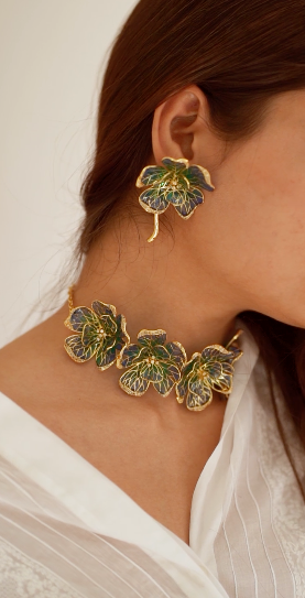 Fiore Floral Choker - Citrine and Strawberry