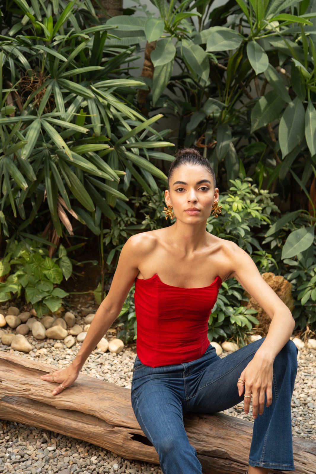Jardin Earrings - Red & black
