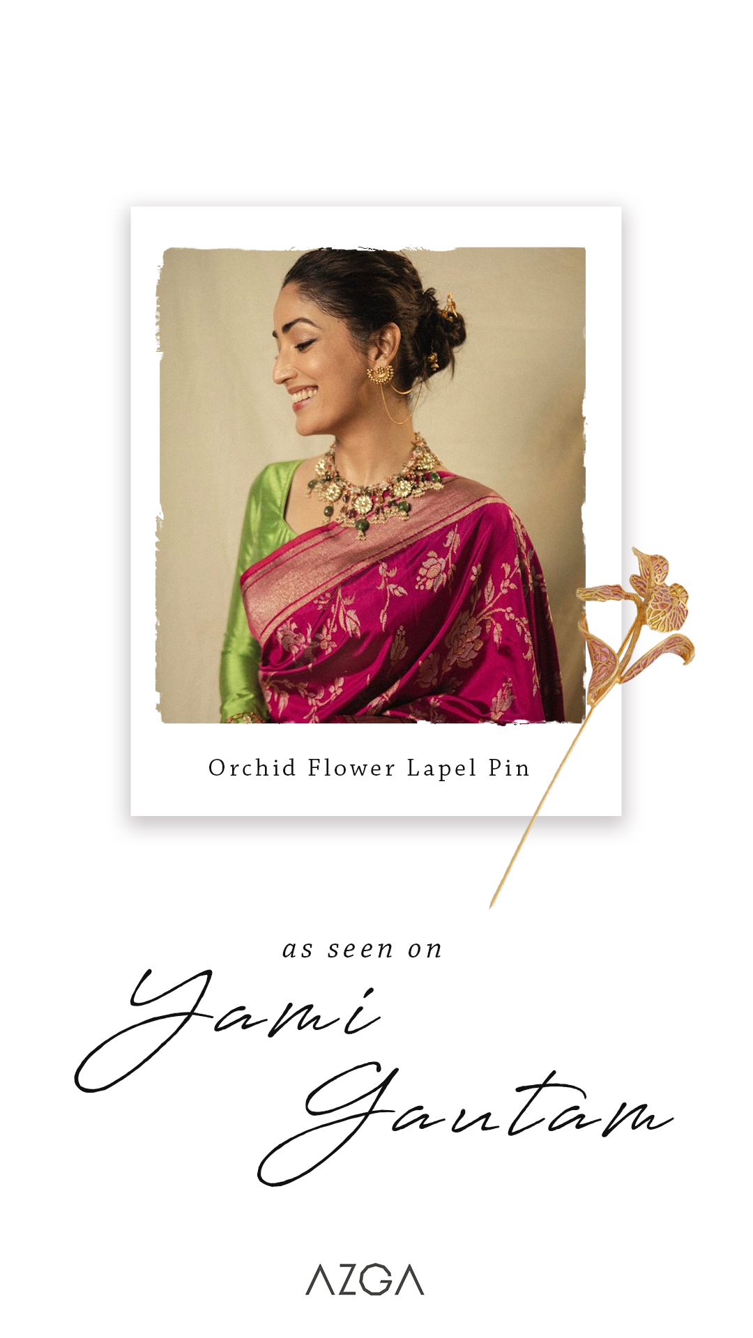 Yami Gautam in Orchid Flower Lapel Pin