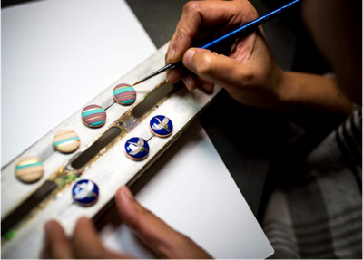 Tending to details and fine craftsmanship: Hand painted cufflinks