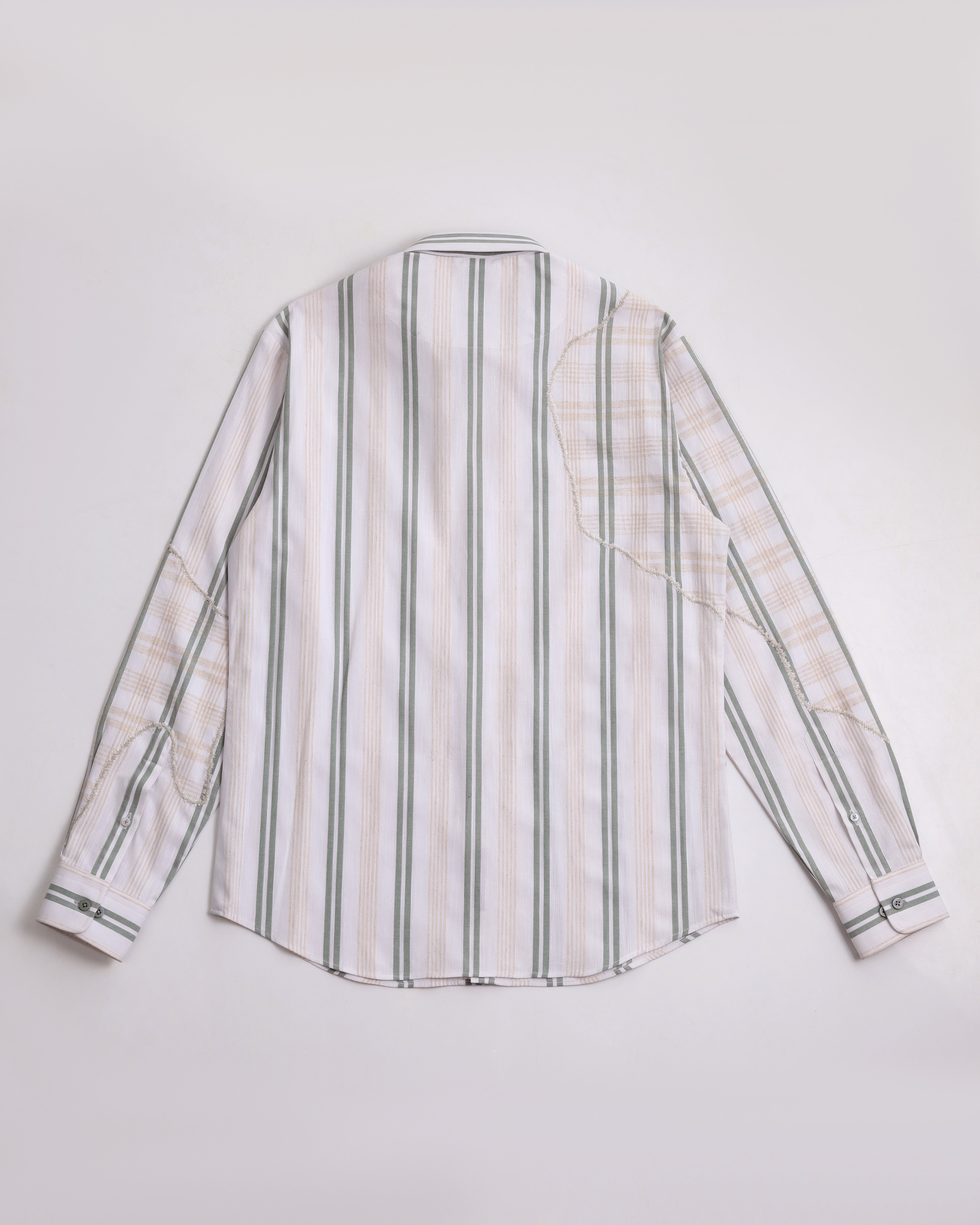 Caspian - Appliqué Cotton Linen Shirt - Sage Green