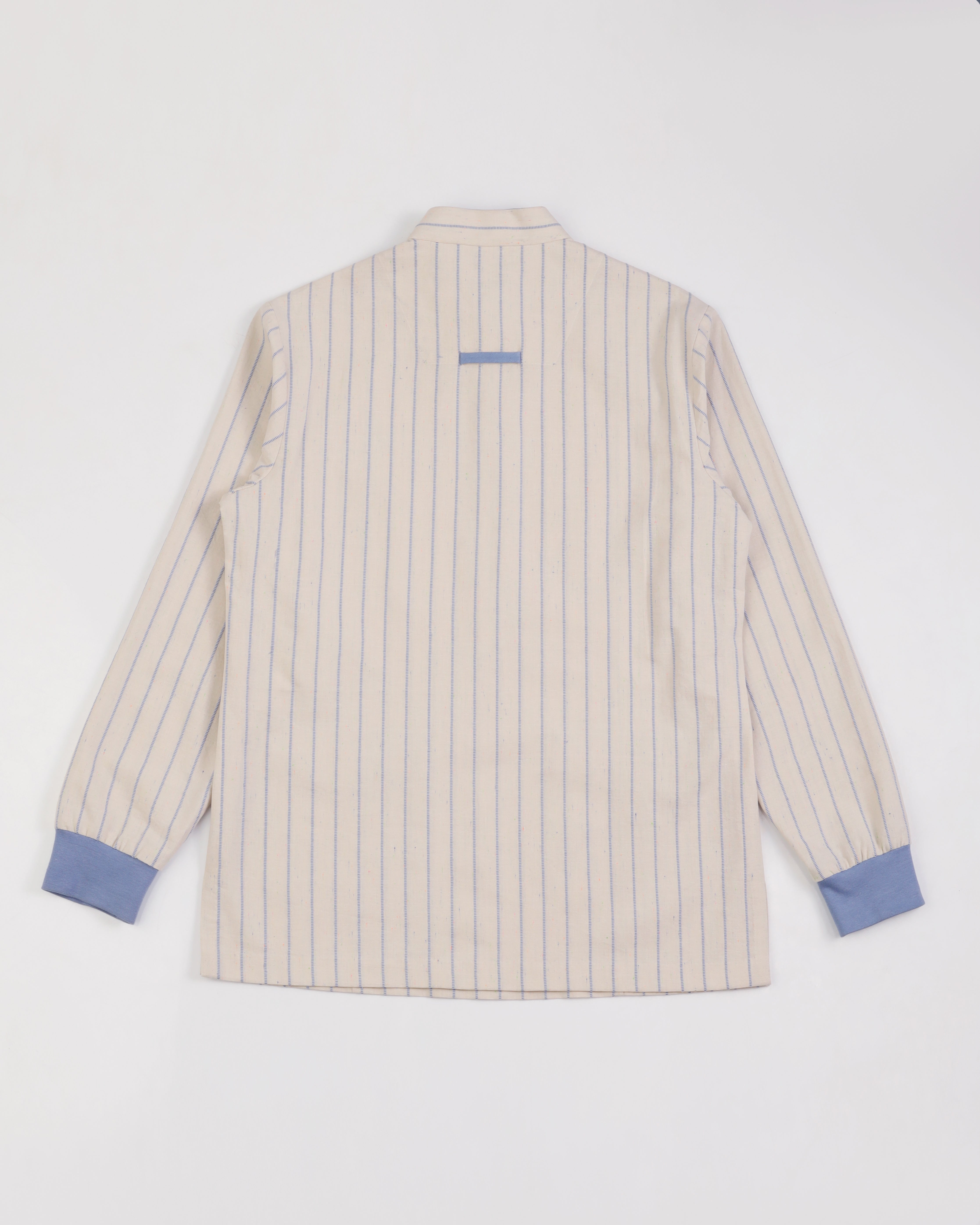 Orsay - Cotton Linen Shirt with Knitted Cuff - Blue