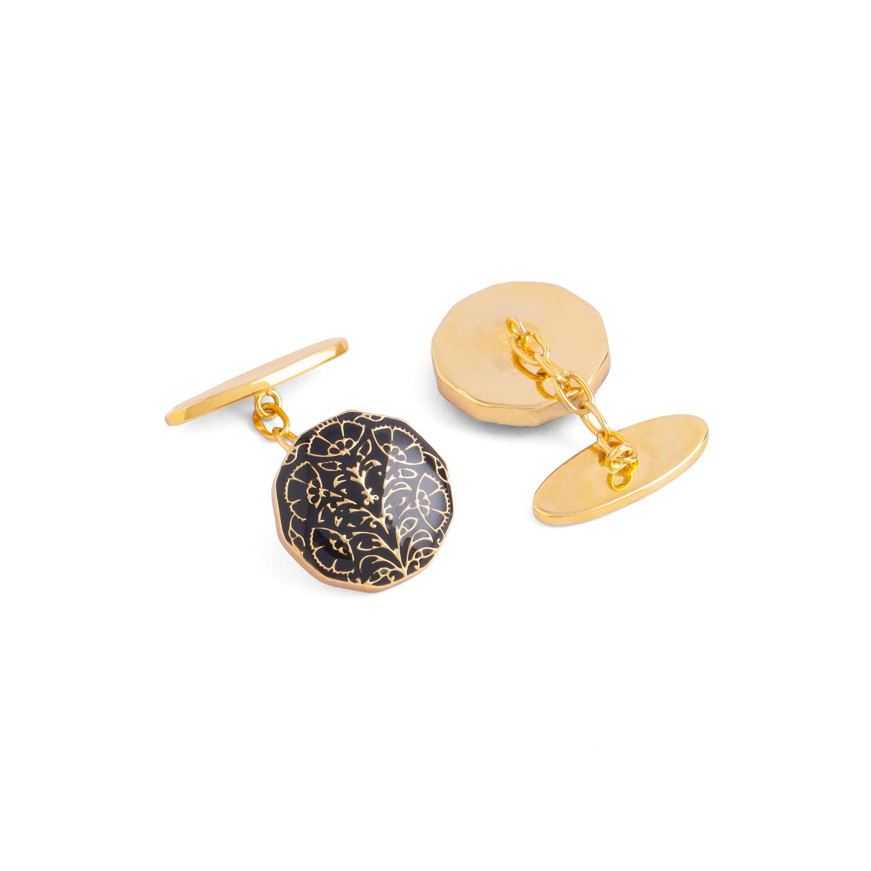 Nargis Enamel Chain Cufflinks - Black