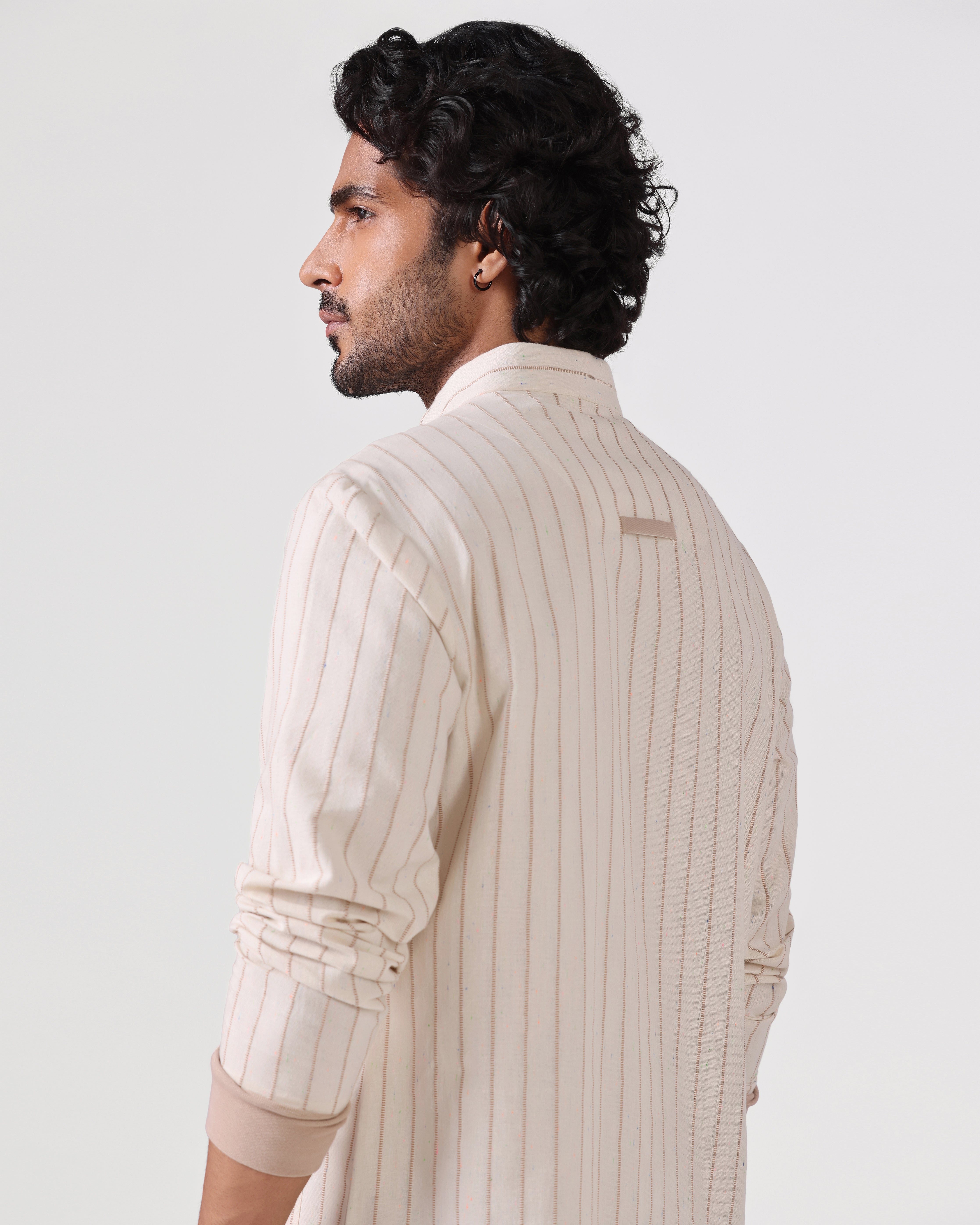 Orsay - Cotton Linen Shirt with Knitted Cuff - Camel