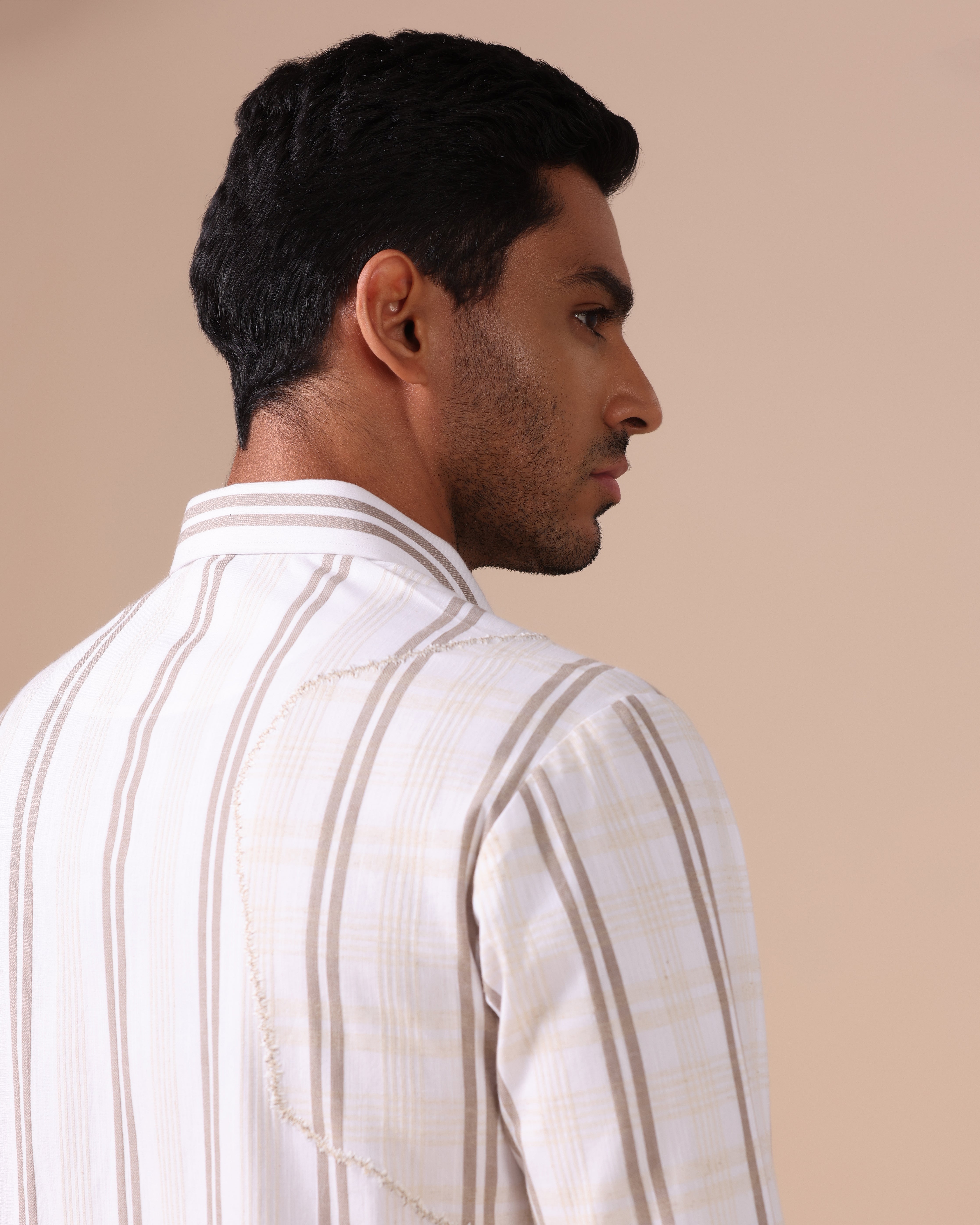 Caspian - Appliqué Cotton Linen Shirt - Light Brown
