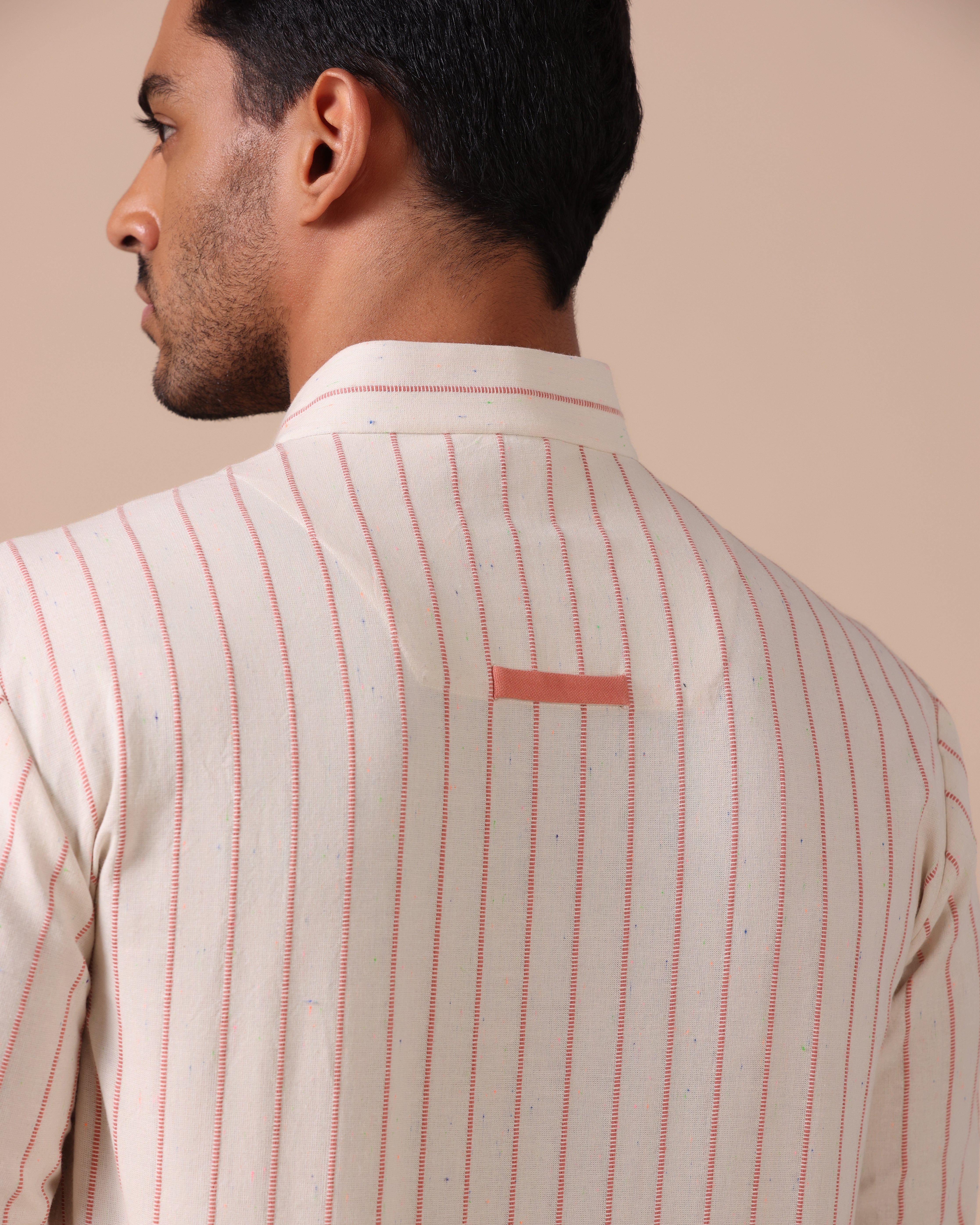 Orsay - Cotton Linen Shirt with Knitted Cuff - Coral