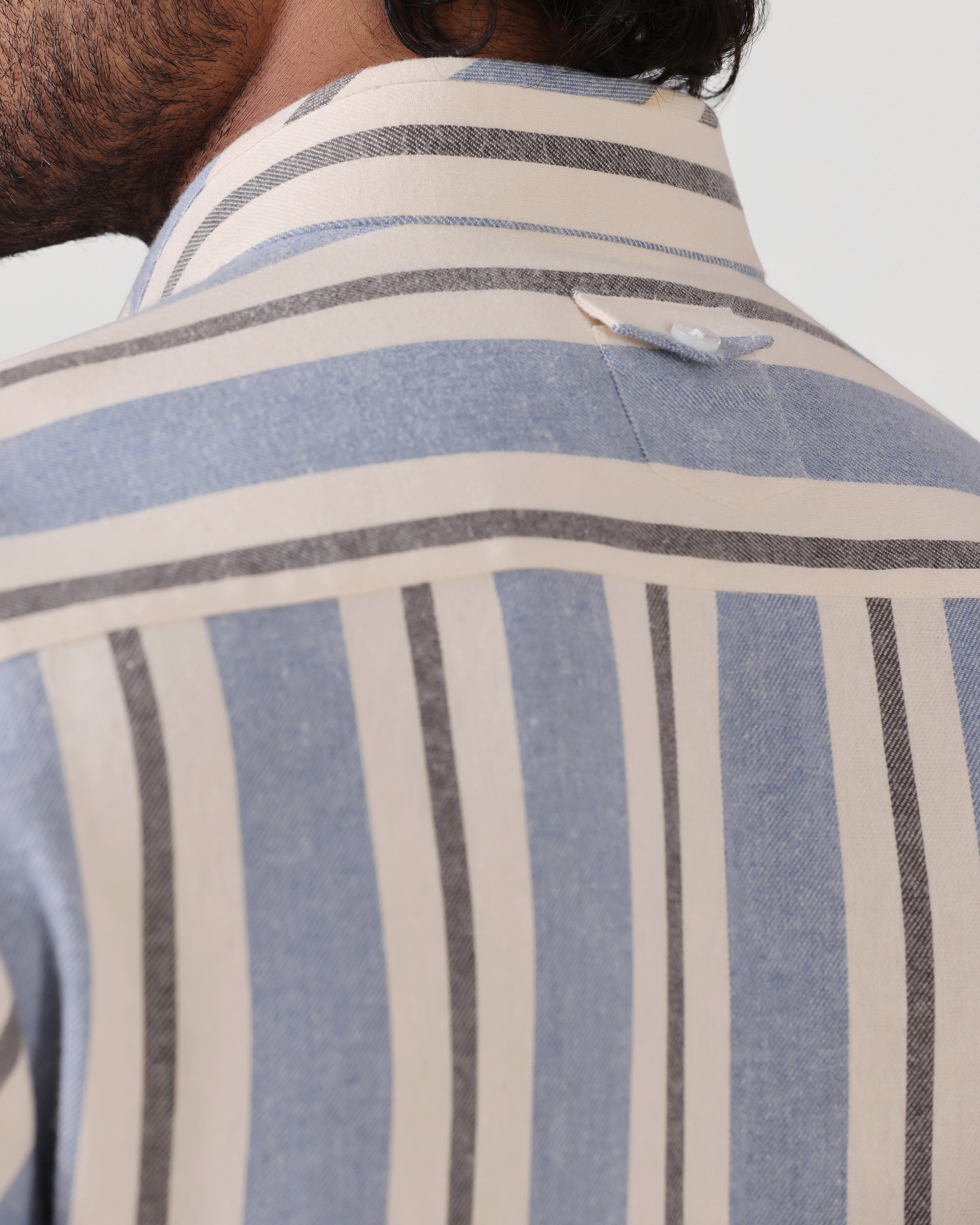 Daily Luxe Brushed Cotton Stripe Shirt - Light Blue