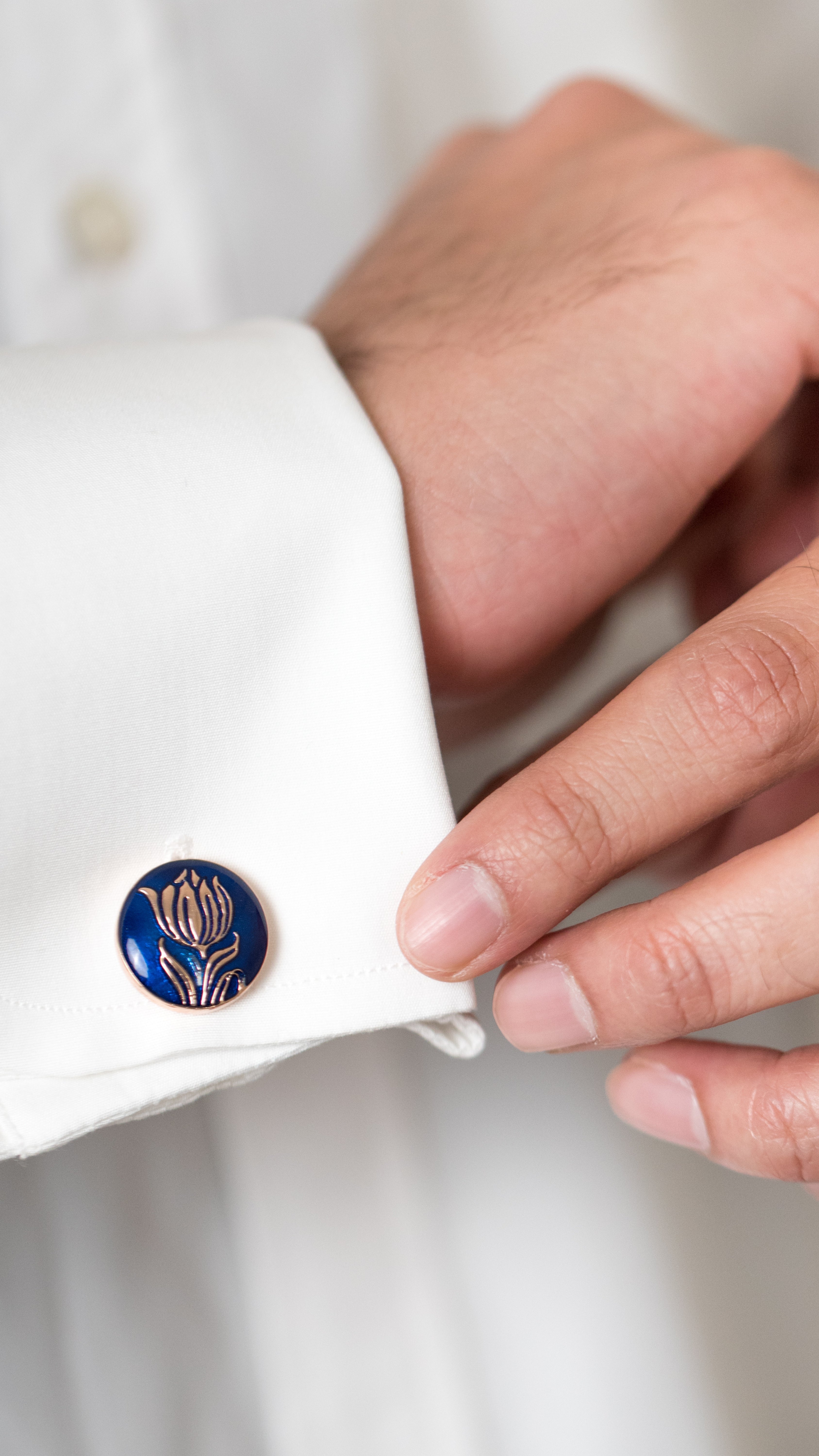 Tulip Cufflinks - Blue Rose Gold