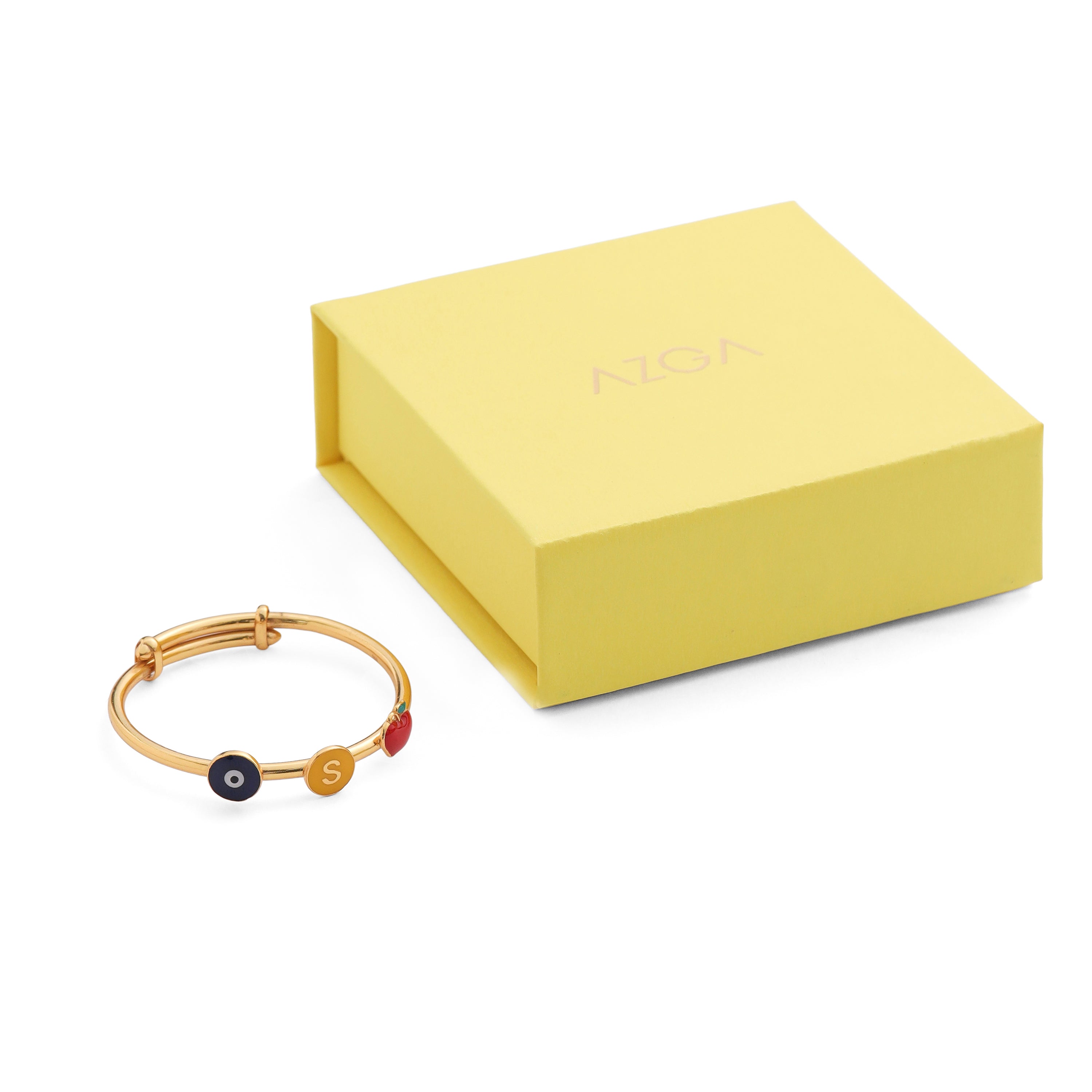 Personalised Adjustable Baby Bangle - Apple & Evil Eye