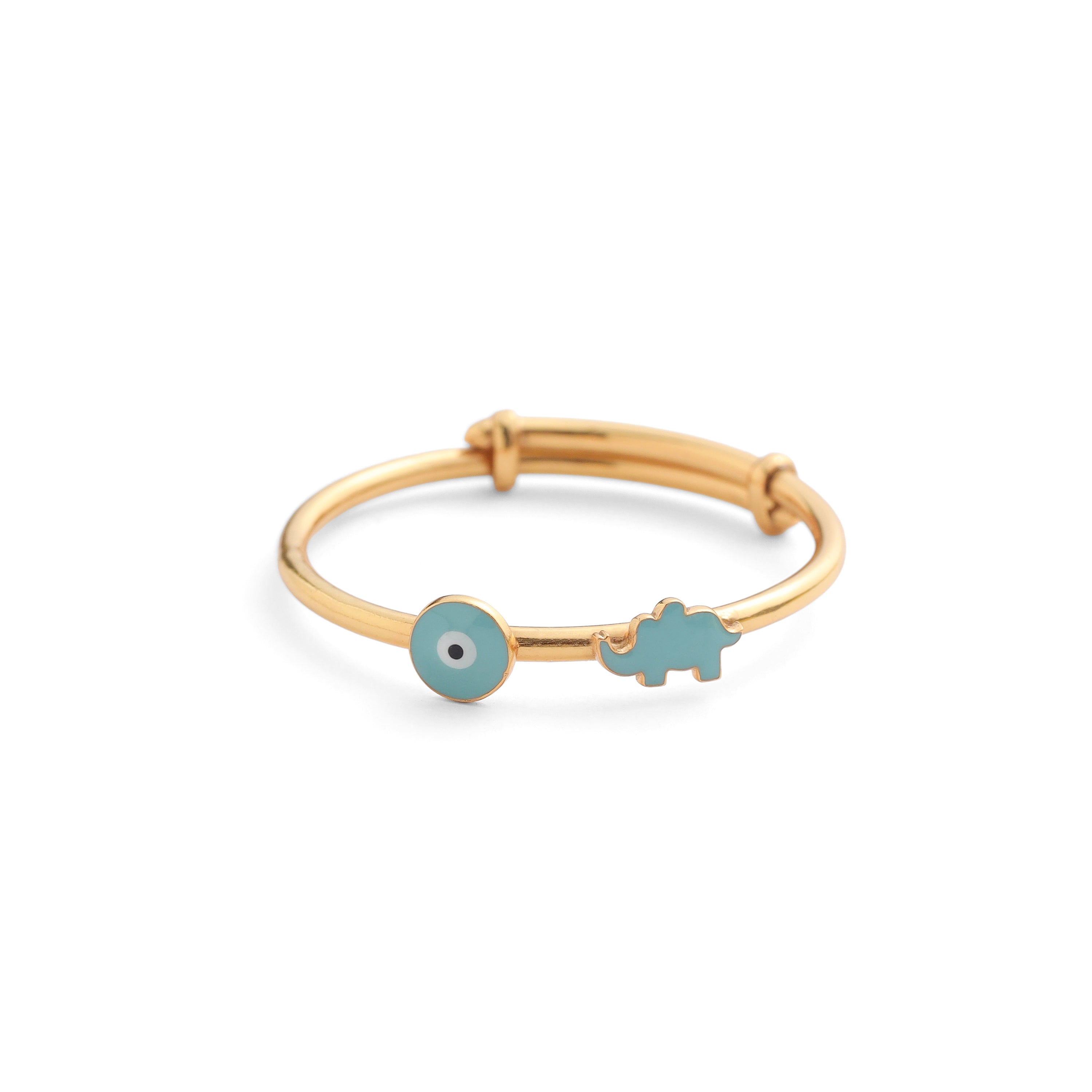 Adjustable Baby Bangle - Elephant & Evil Eye - Baby Blue