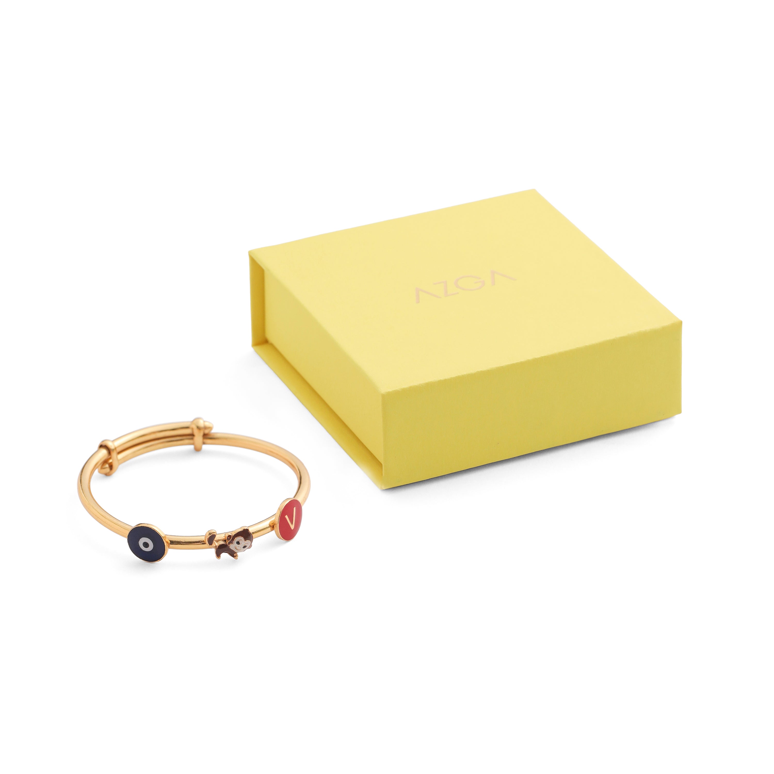 Personalised Adjustable Baby bangle - Monkey & Evil eye
